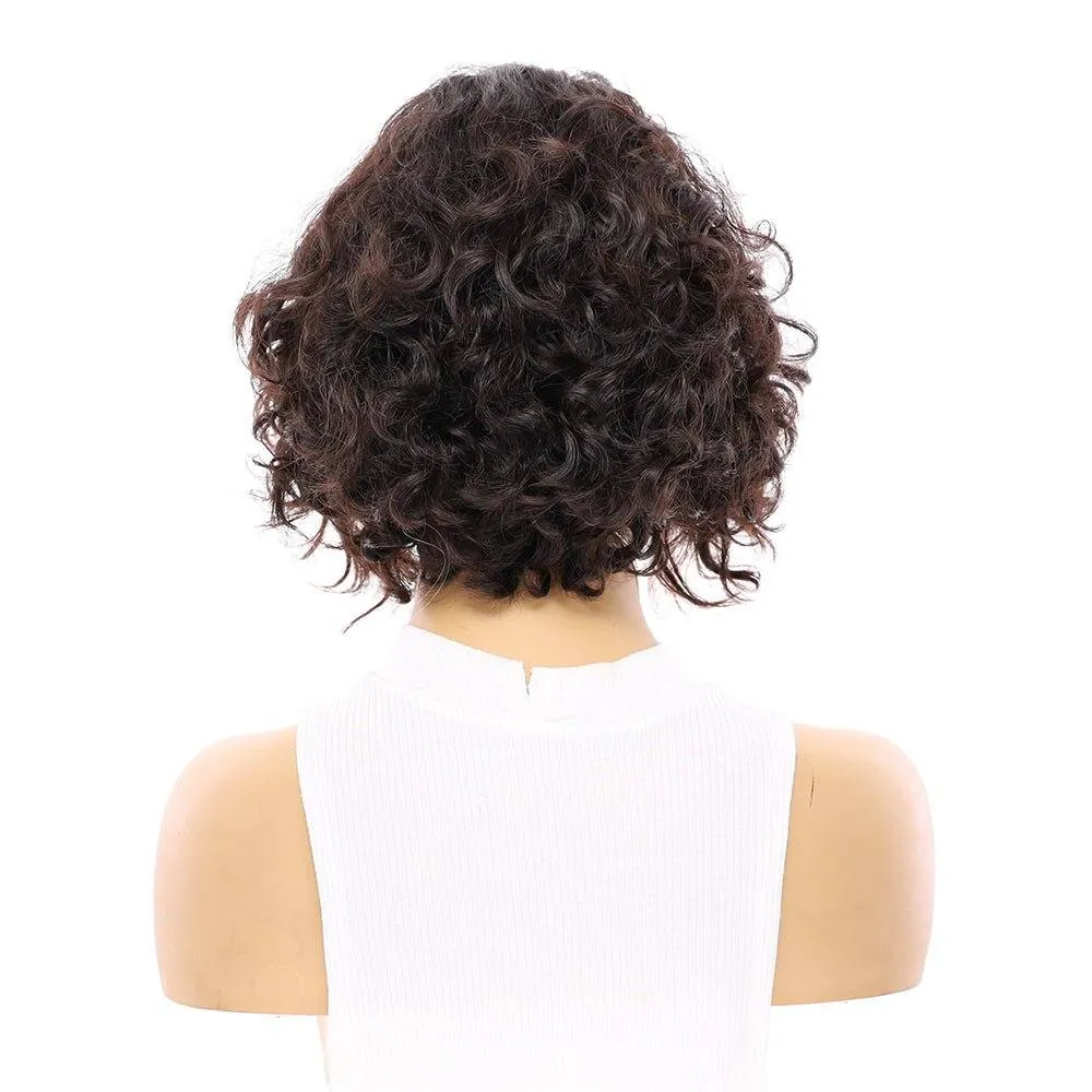 12" Luxe Pixie Silk Top Wig #1B Black Wavy
