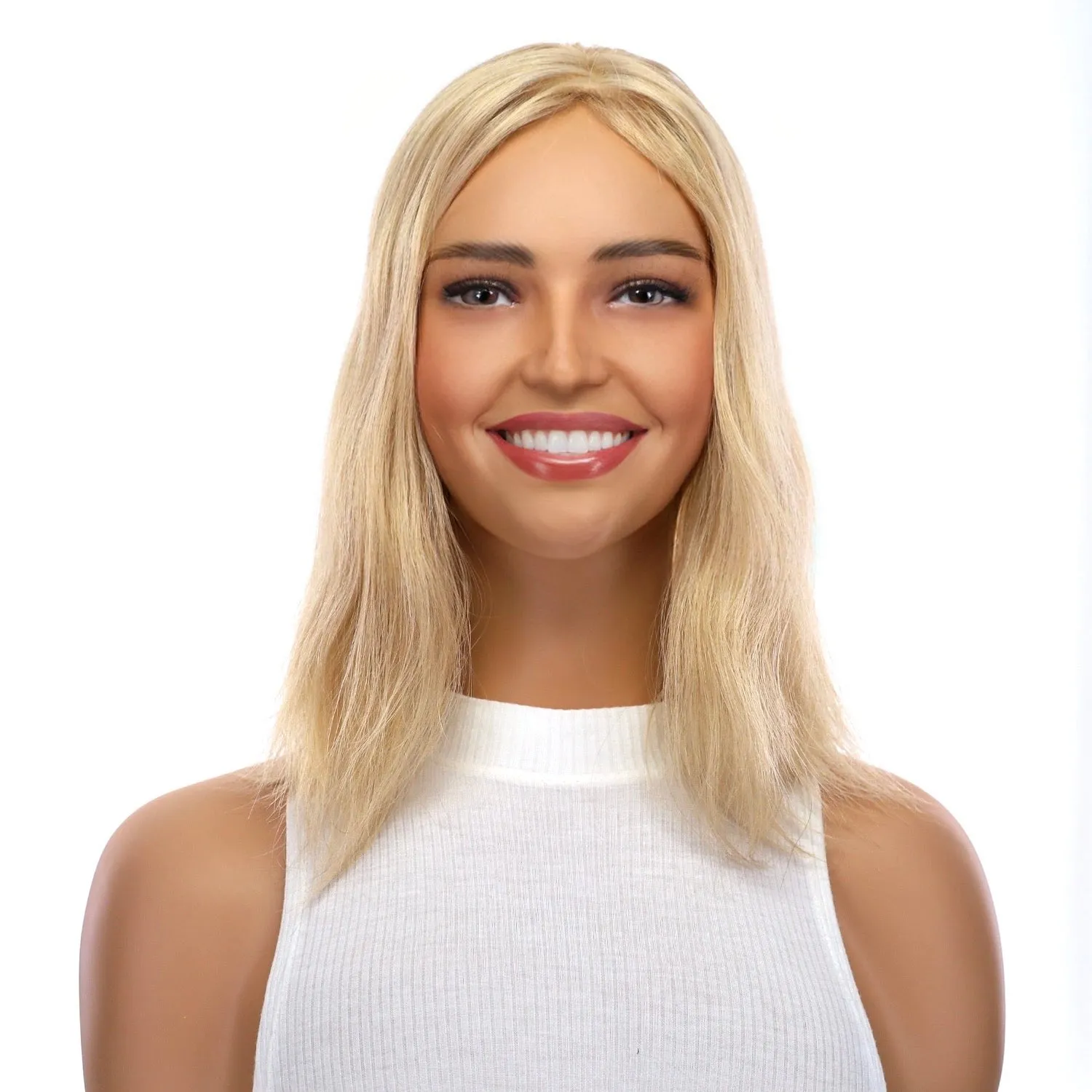 14" Emerald Silk Top Topper Golden Blonde w/ No Rooting Wavy