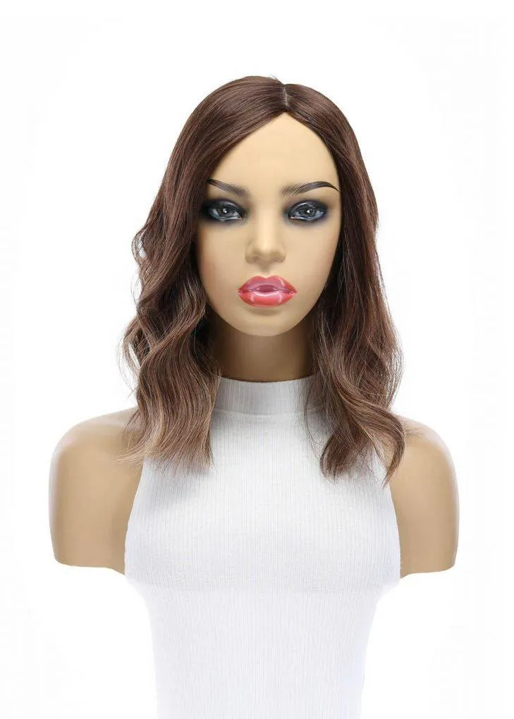 14" Emerald Silk Top Topper Medium Brown Balayage