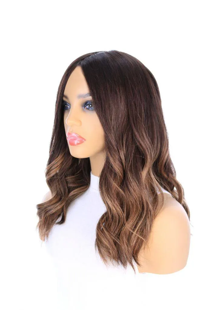 19" Nicole Silk Top Wig Dark Brown Balayage