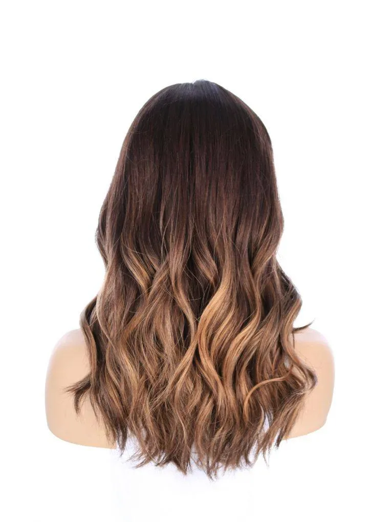 19" Nicole Silk Top Wig Dark Brown Balayage