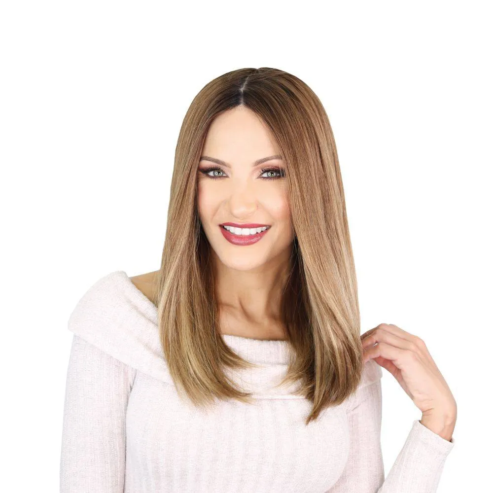 19" Nicole Silk Top Wig Light Brown Babylight w/ Partial Rooting