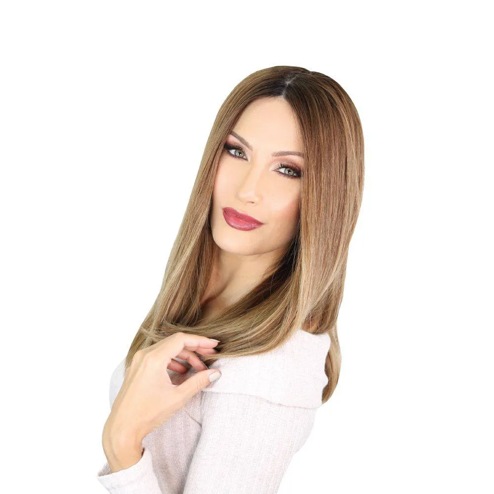 19" Nicole Silk Top Wig Light Brown Babylight w/ Partial Rooting