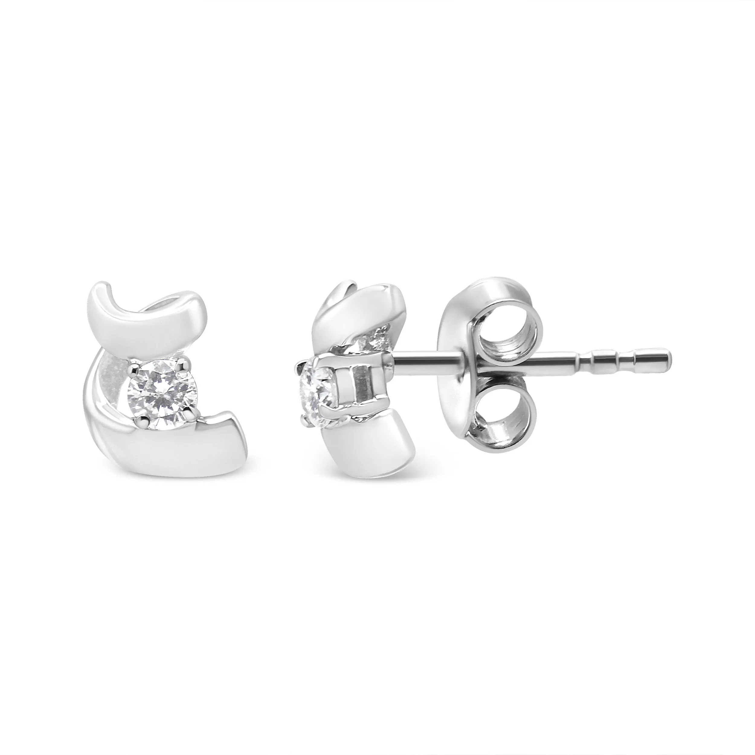 .925 Sterling Silver Round Cut Diamond Fashion Earrings