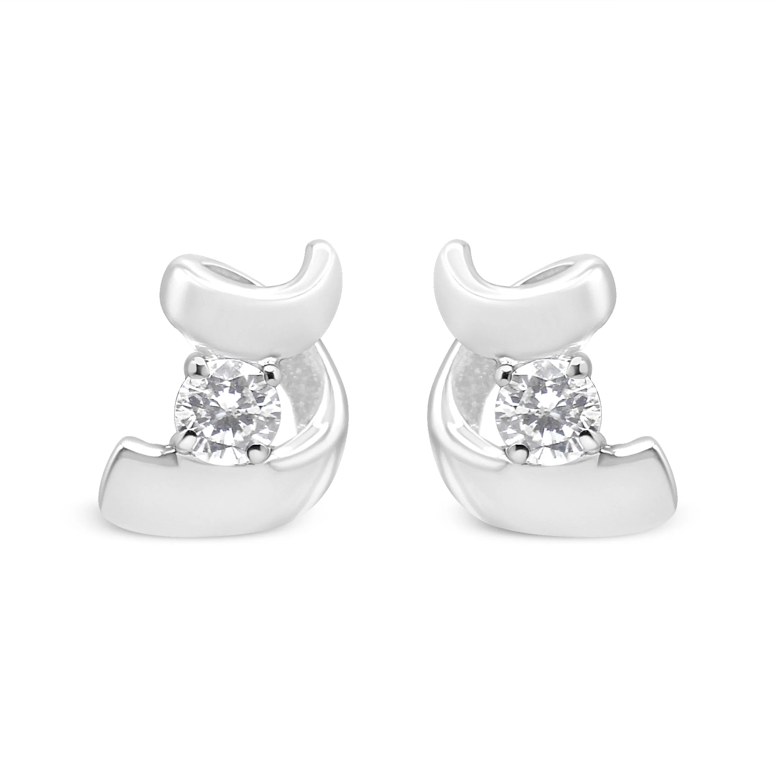 .925 Sterling Silver Round Cut Diamond Fashion Earrings