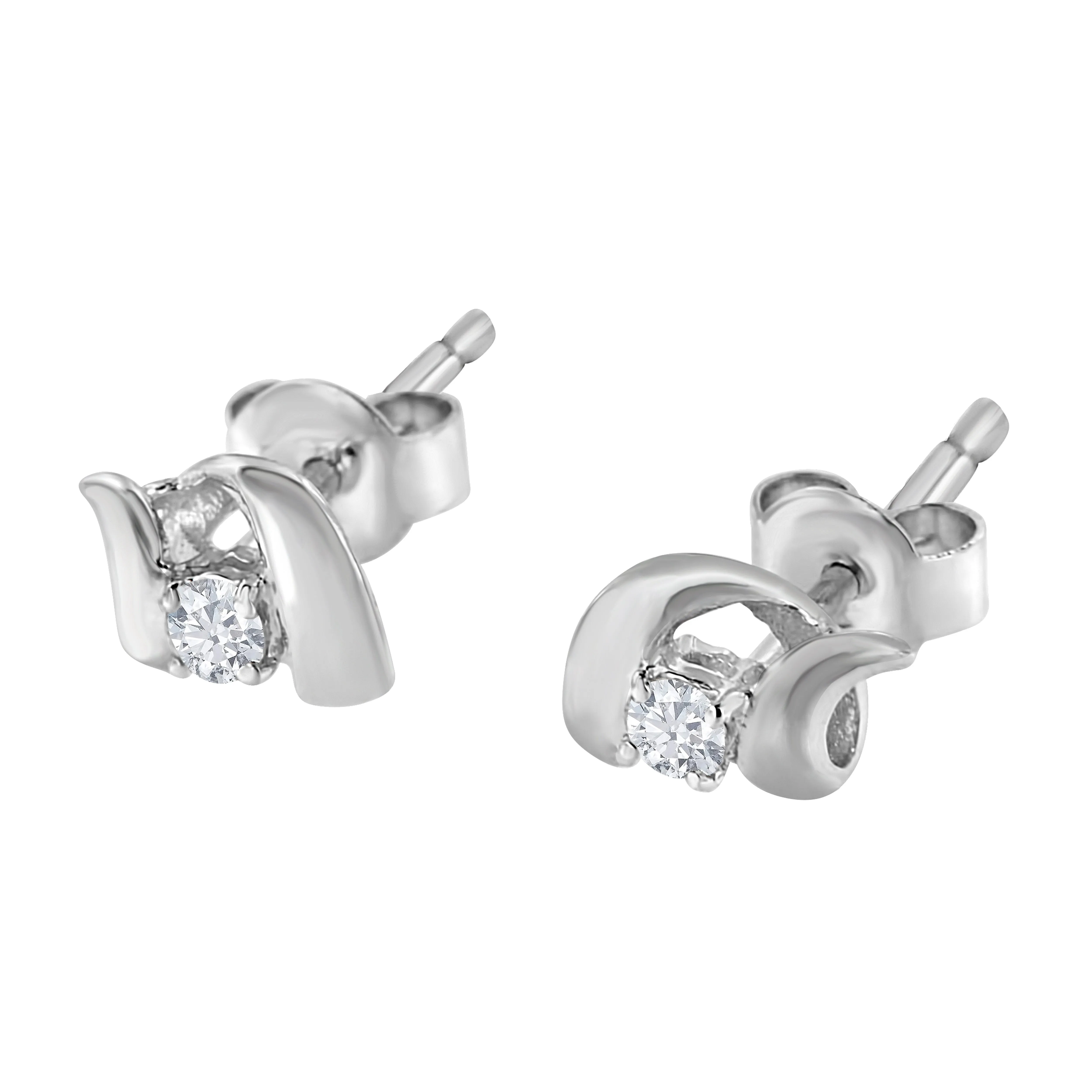 .925 Sterling Silver Round Cut Diamond Fashion Earrings