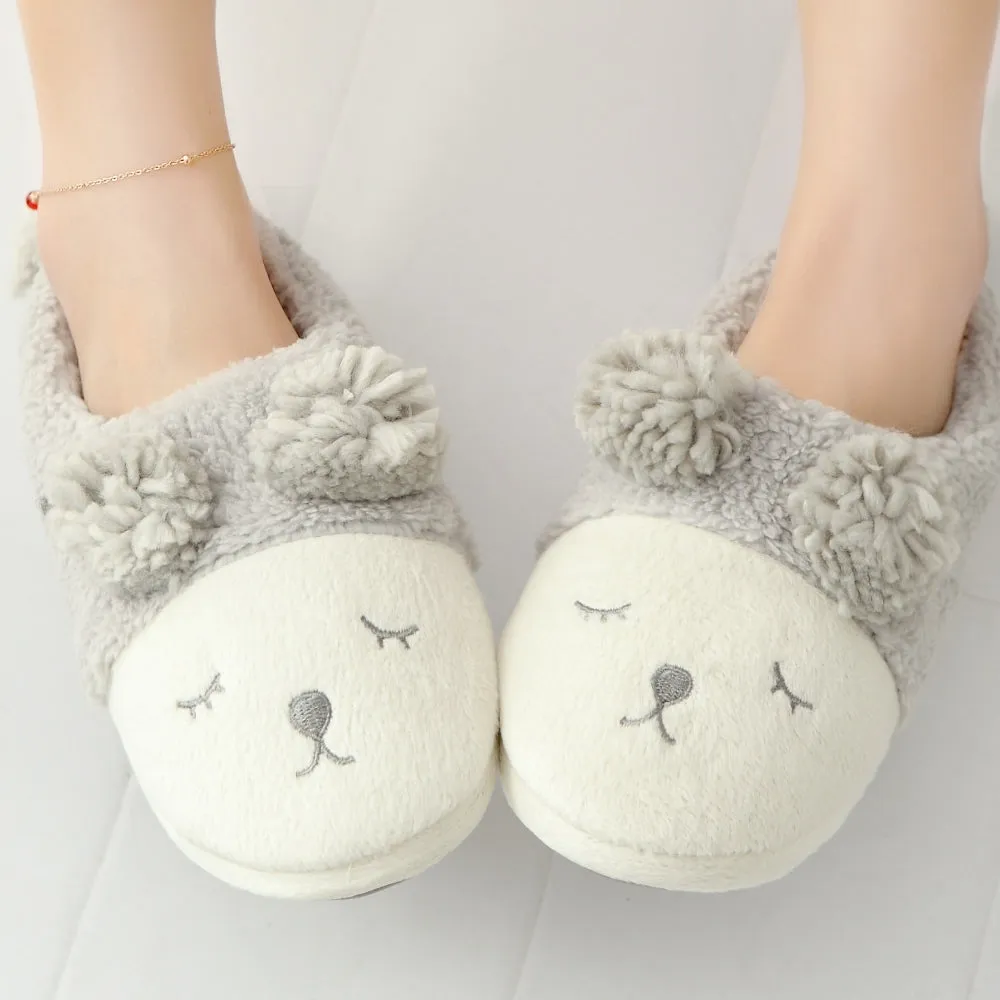 Animal Slippers Lamb Cotton Slippers Indoor Non-slip Floor Slippers UGG Style