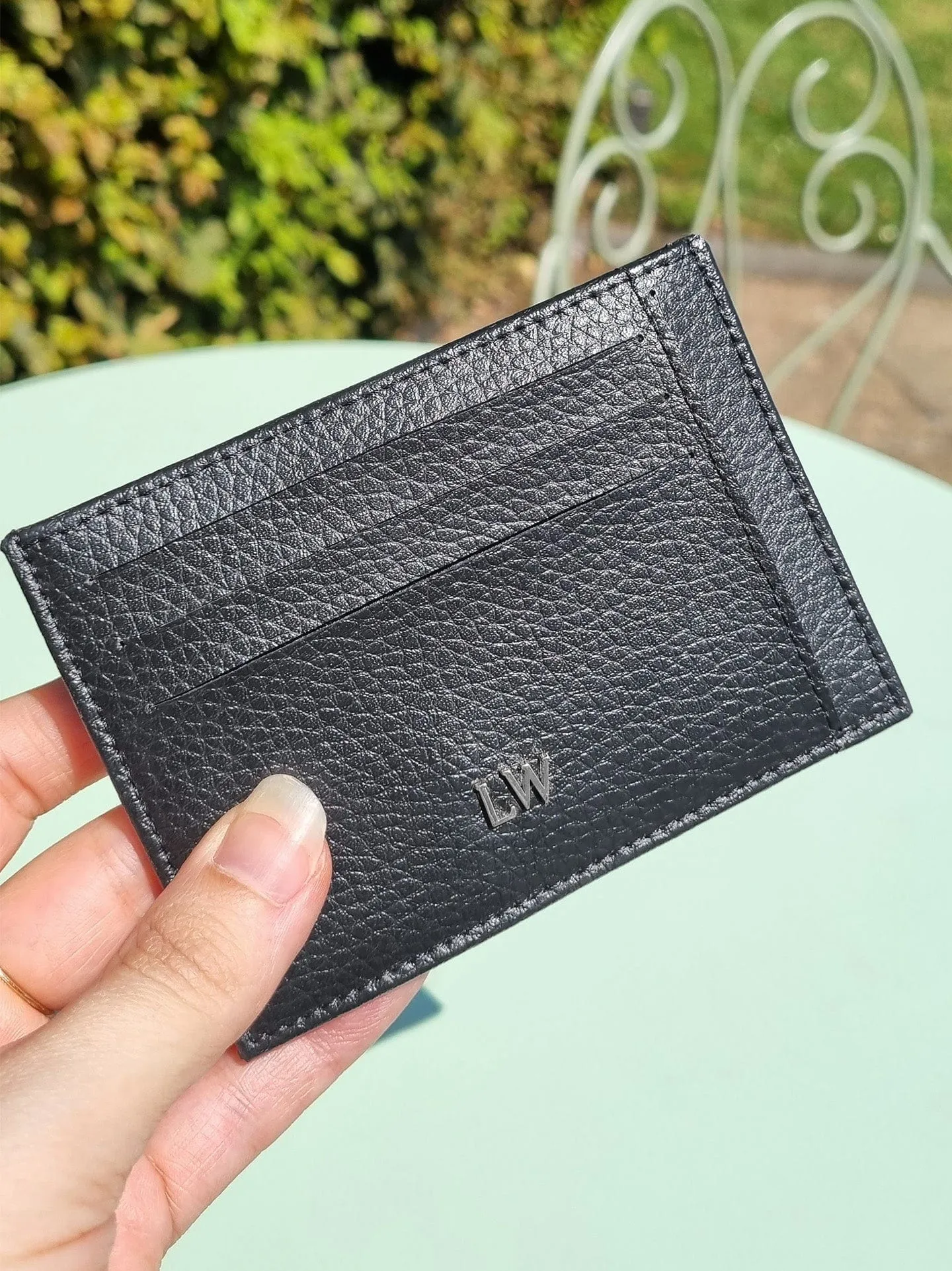 Ash MIRUM® Leather Vegan Cardholder | Black & Silver