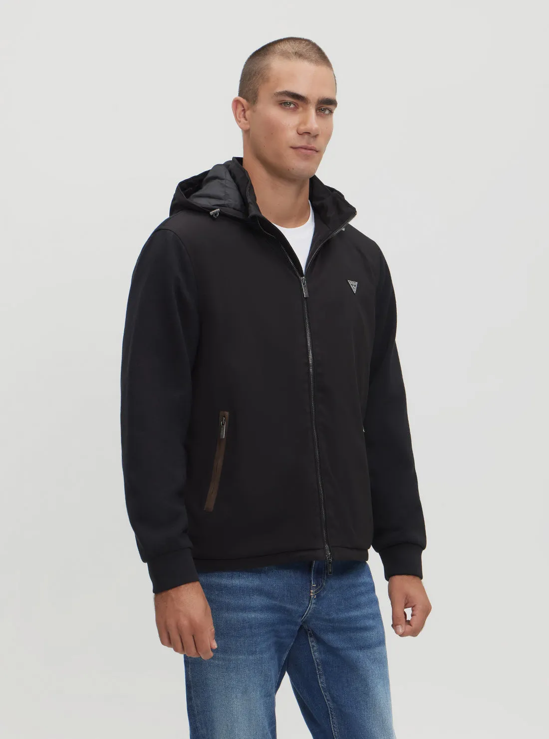 Black Knitted Windbreaker Jacket