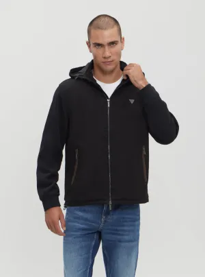 Black Knitted Windbreaker Jacket