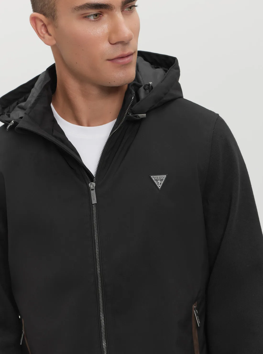 Black Knitted Windbreaker Jacket