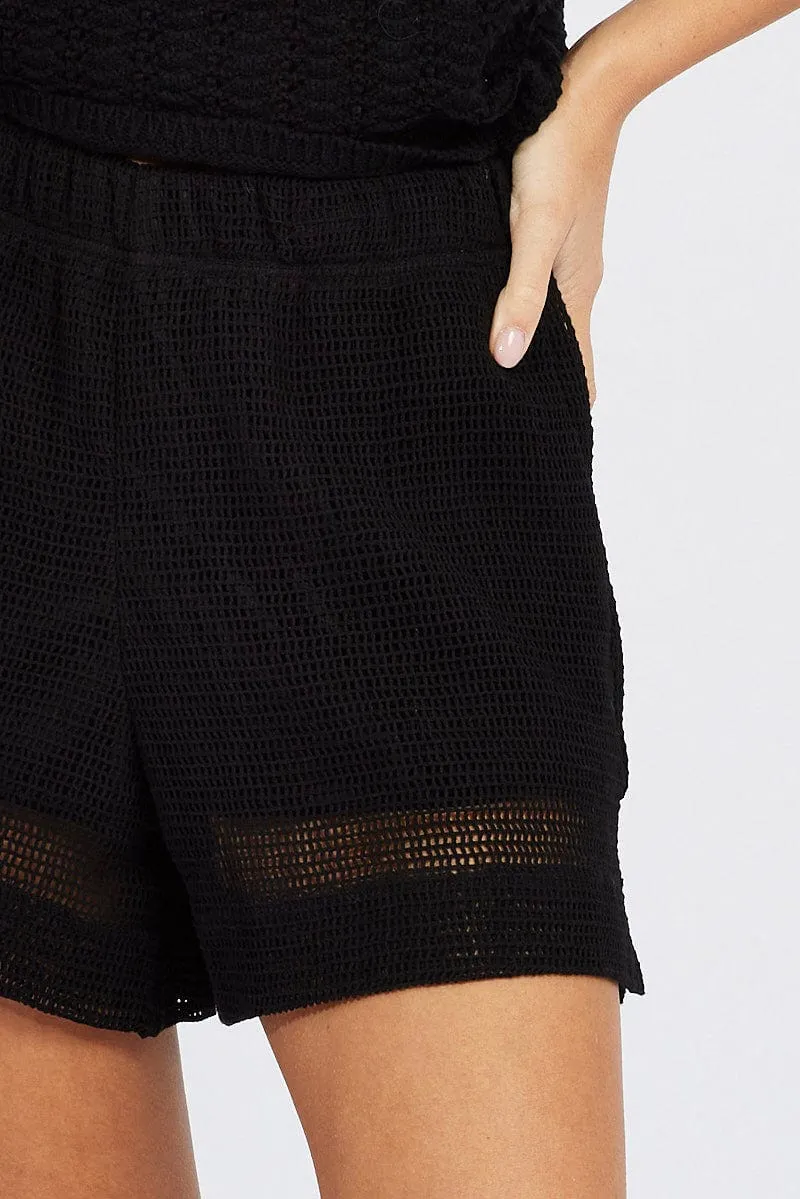 Black Relaxed Shorts High Waist