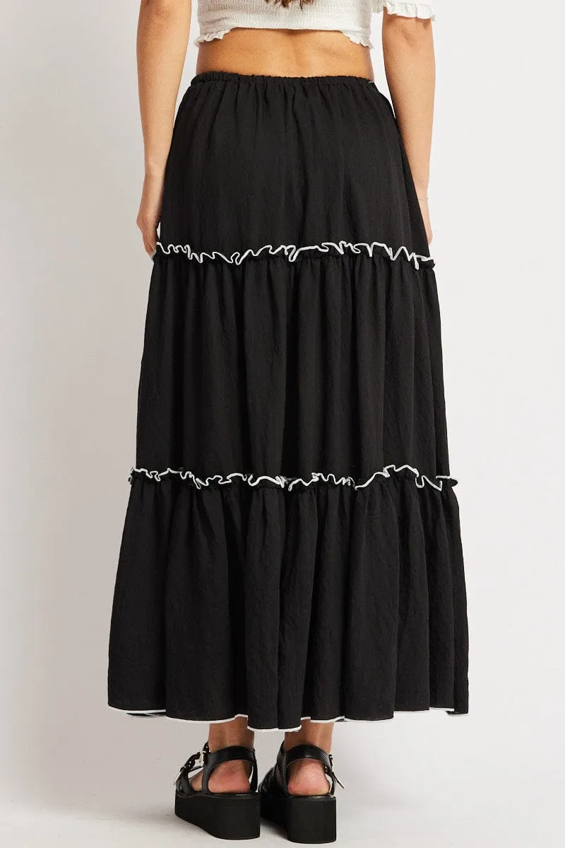 Black Tiered Maxi Skirt