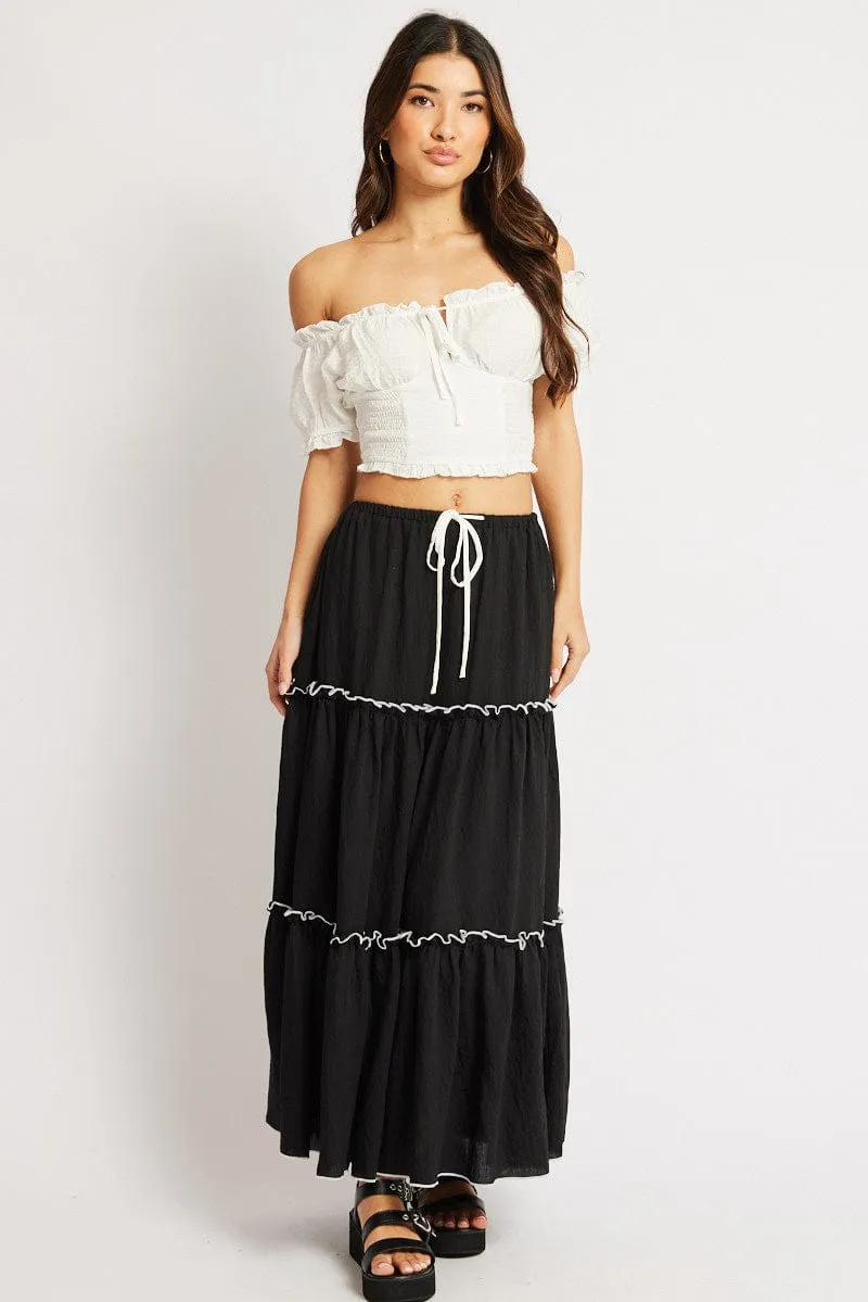 Black Tiered Maxi Skirt
