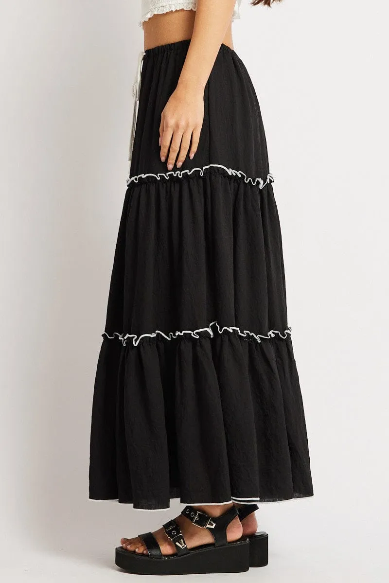 Black Tiered Maxi Skirt