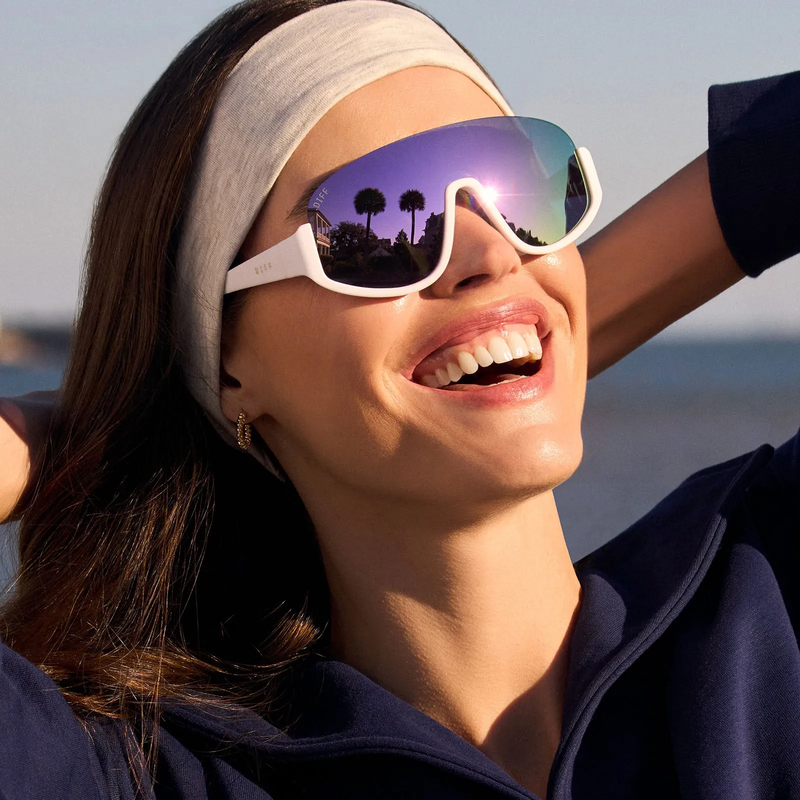 BLAZER - MATTE WHITE   LAVENDER MIRROR   POLARIZED SUNGLASSES