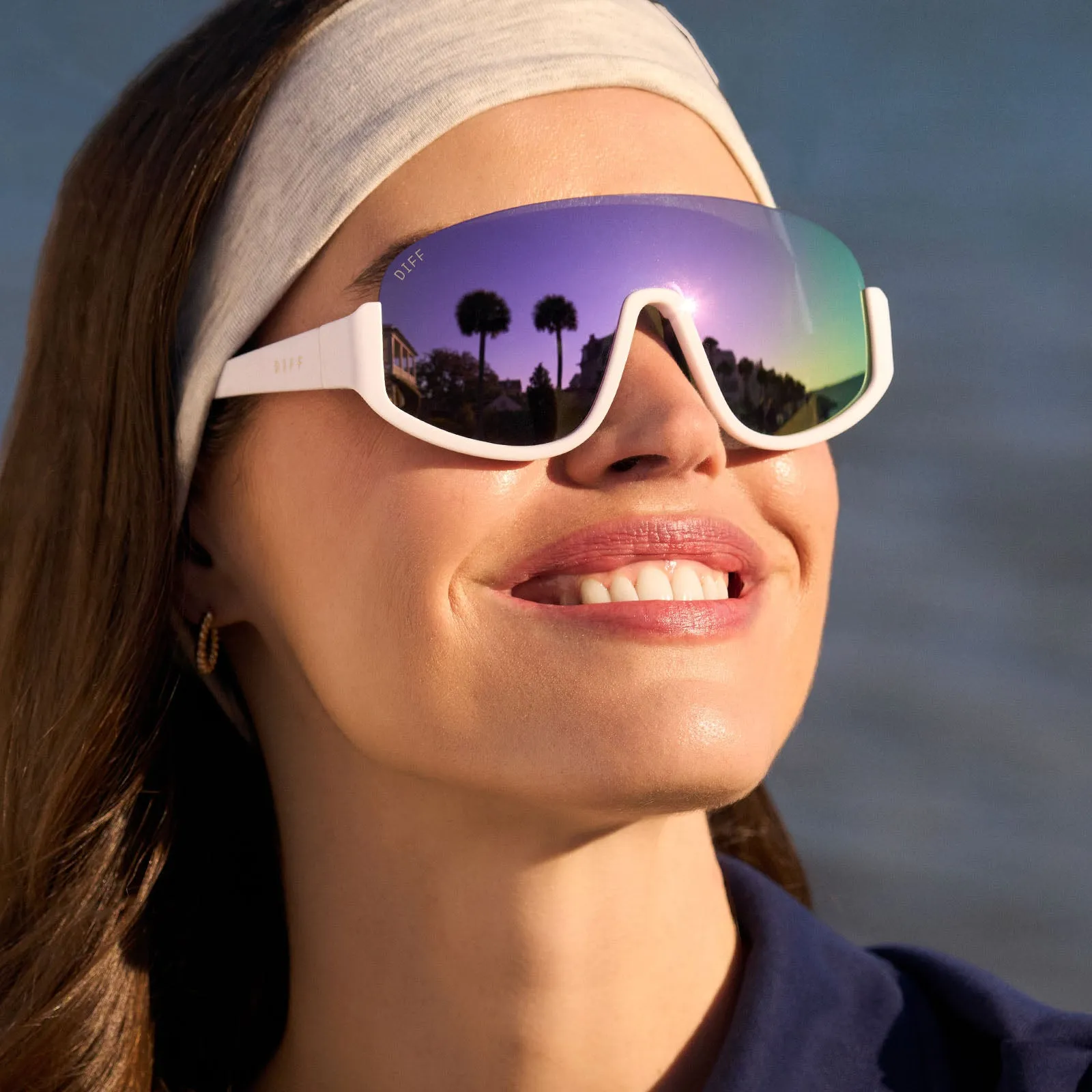 BLAZER - MATTE WHITE   LAVENDER MIRROR   POLARIZED SUNGLASSES