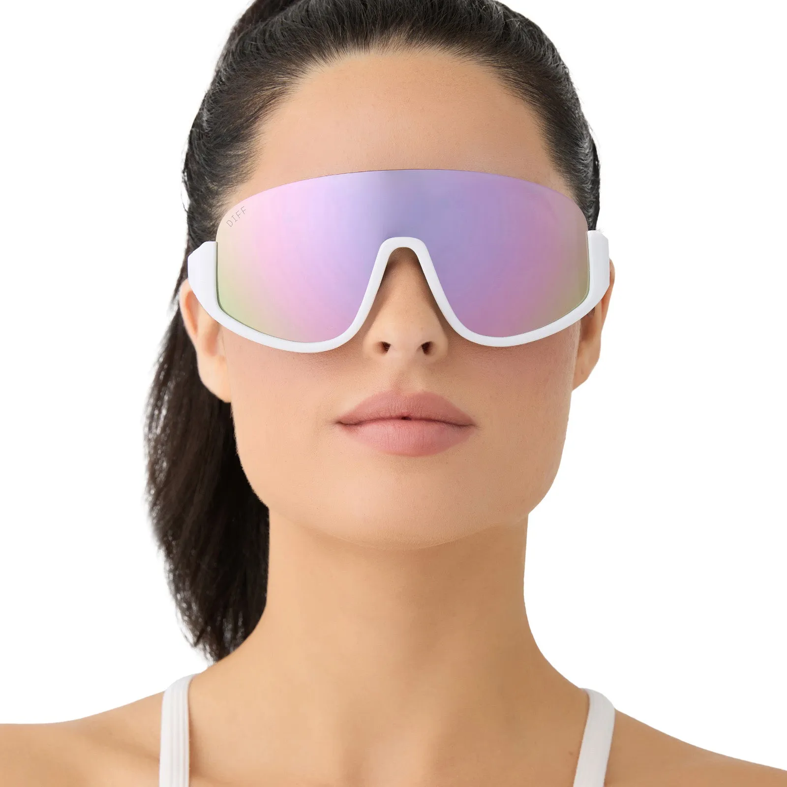 BLAZER - MATTE WHITE   LAVENDER MIRROR   POLARIZED SUNGLASSES