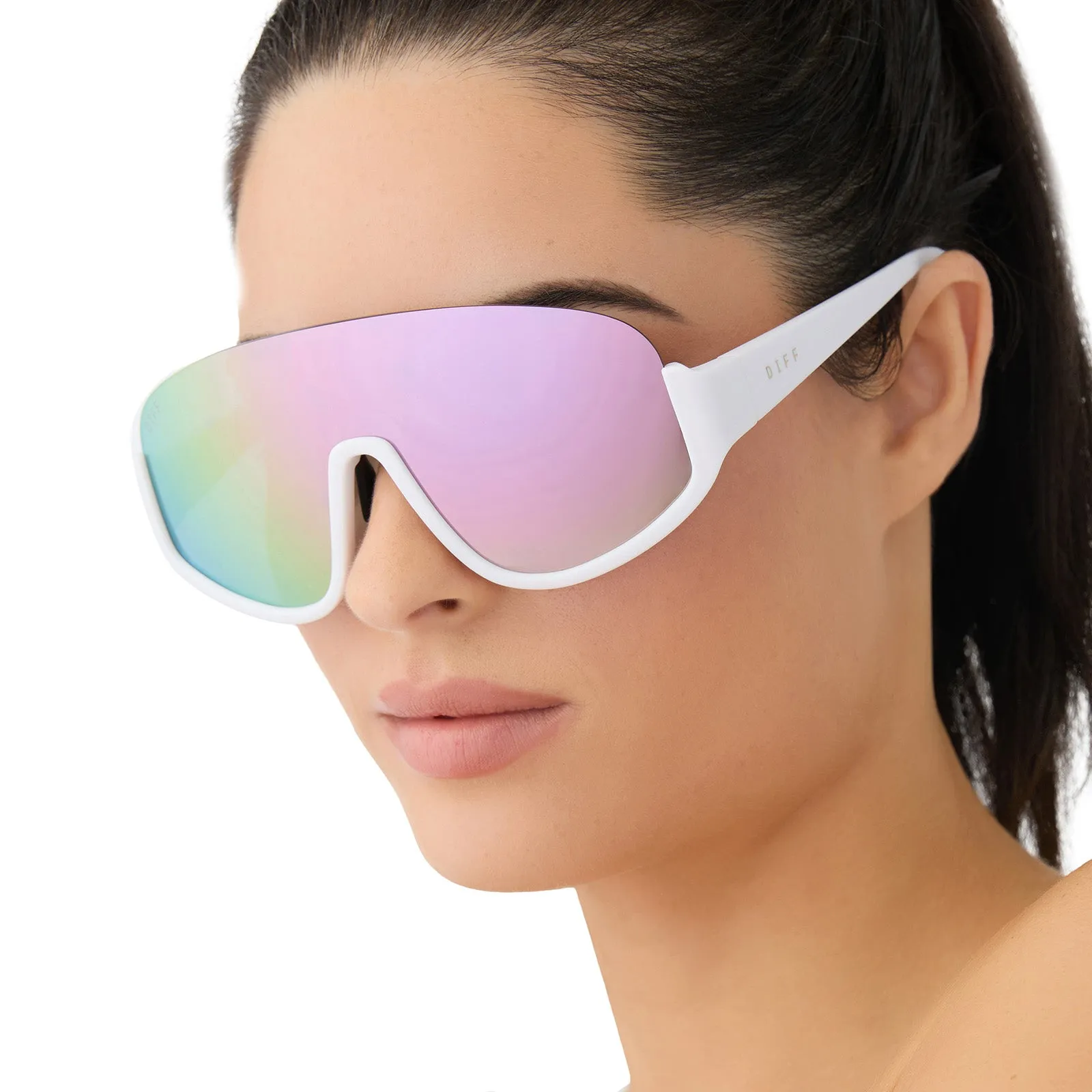BLAZER - MATTE WHITE   LAVENDER MIRROR   POLARIZED SUNGLASSES