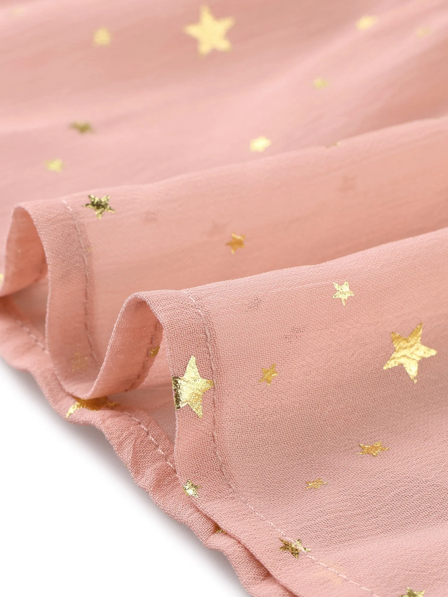 Chiffon Sleeveless Smocked Waist Gilding Metallic Stars Party Dress