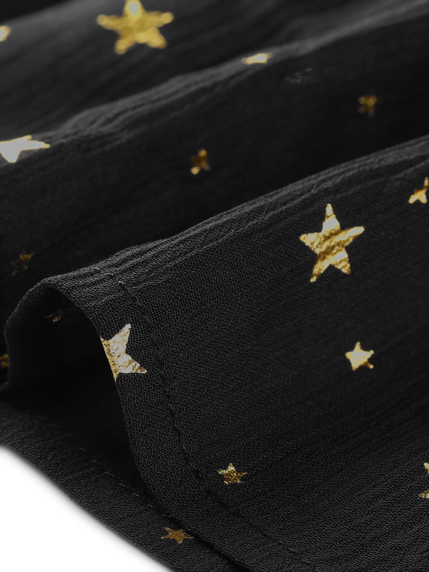 Chiffon Sleeveless Smocked Waist Gilding Metallic Stars Party Dress