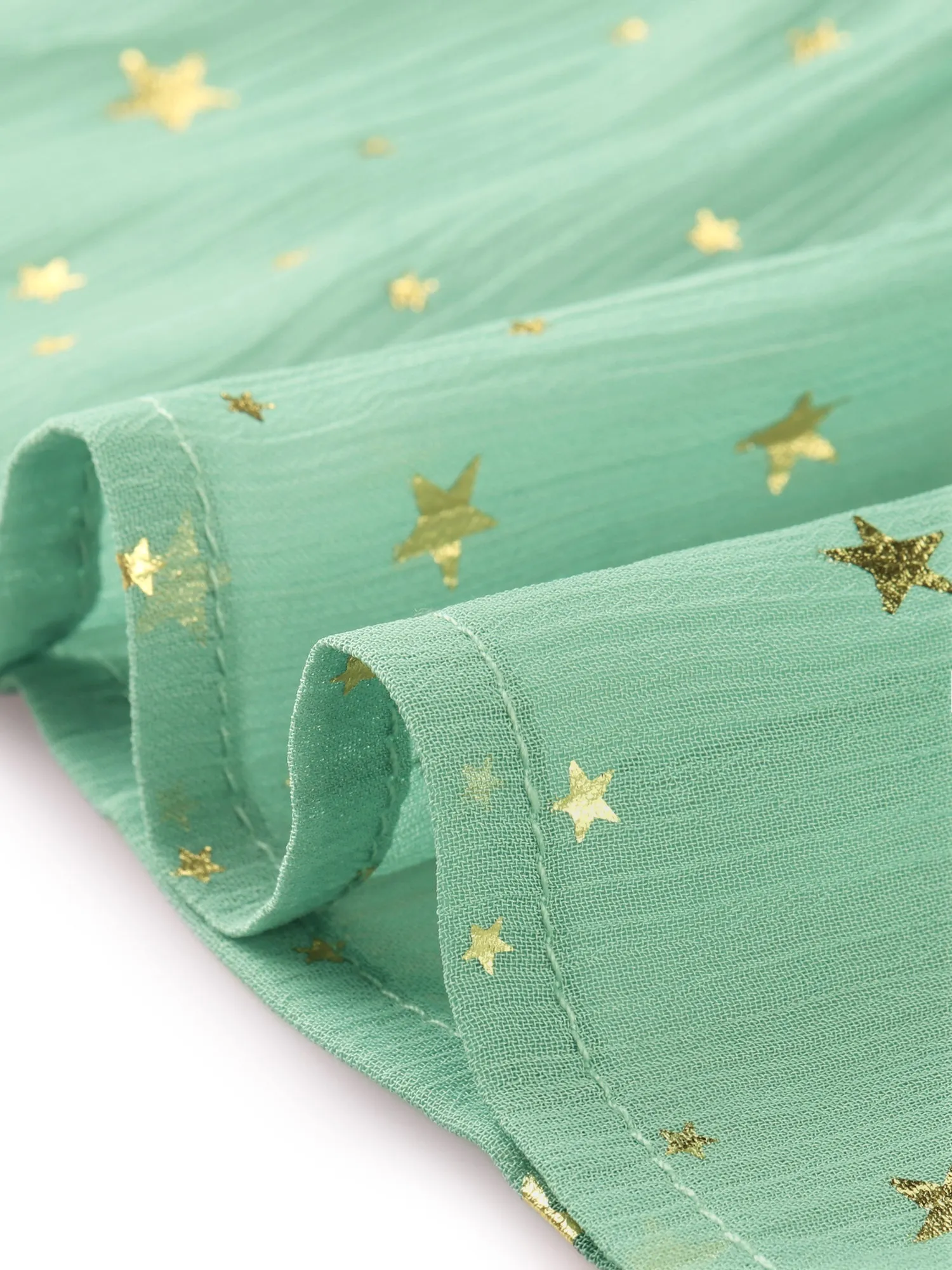 Chiffon Sleeveless Smocked Waist Gilding Metallic Stars Party Dress