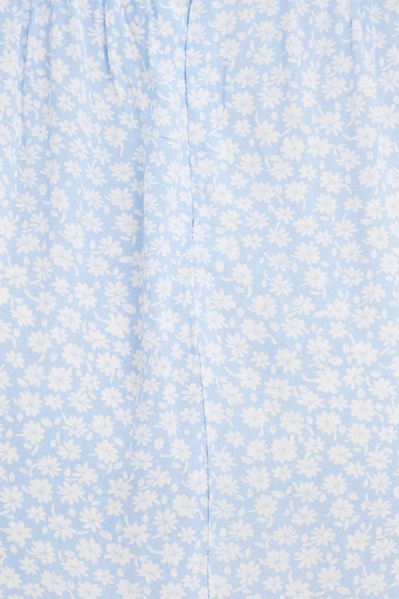 Daisy Print Long Sleeve A-Line Mini Dress