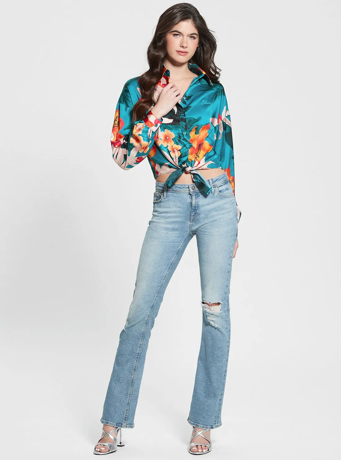 Eco Green Floral Bowed Jun Shirt
