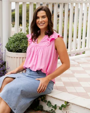 Elm Market Lace Trim Blouse Pretty Pink