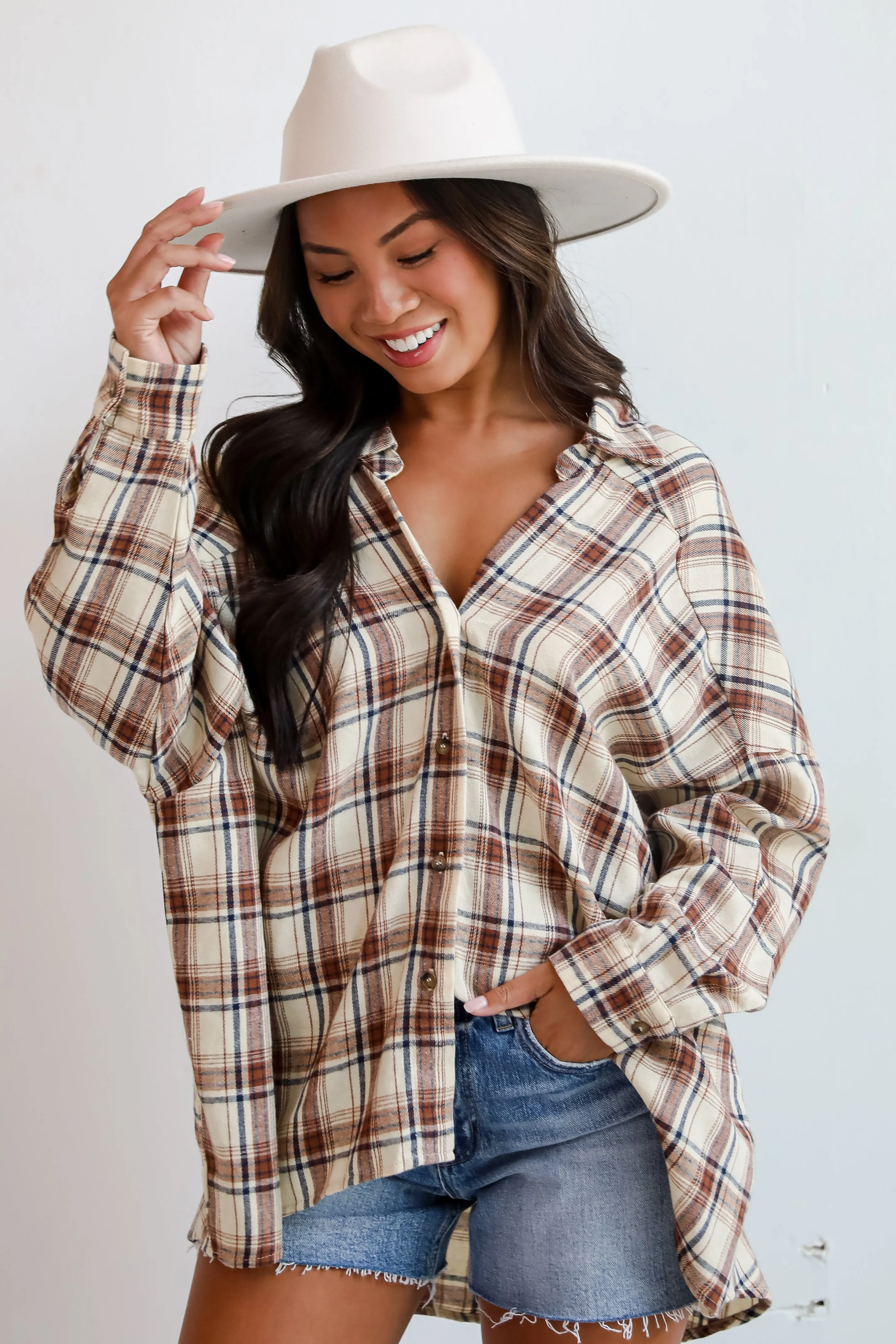 FINAL SALE - Adorably Classic Beige Plaid Flannel