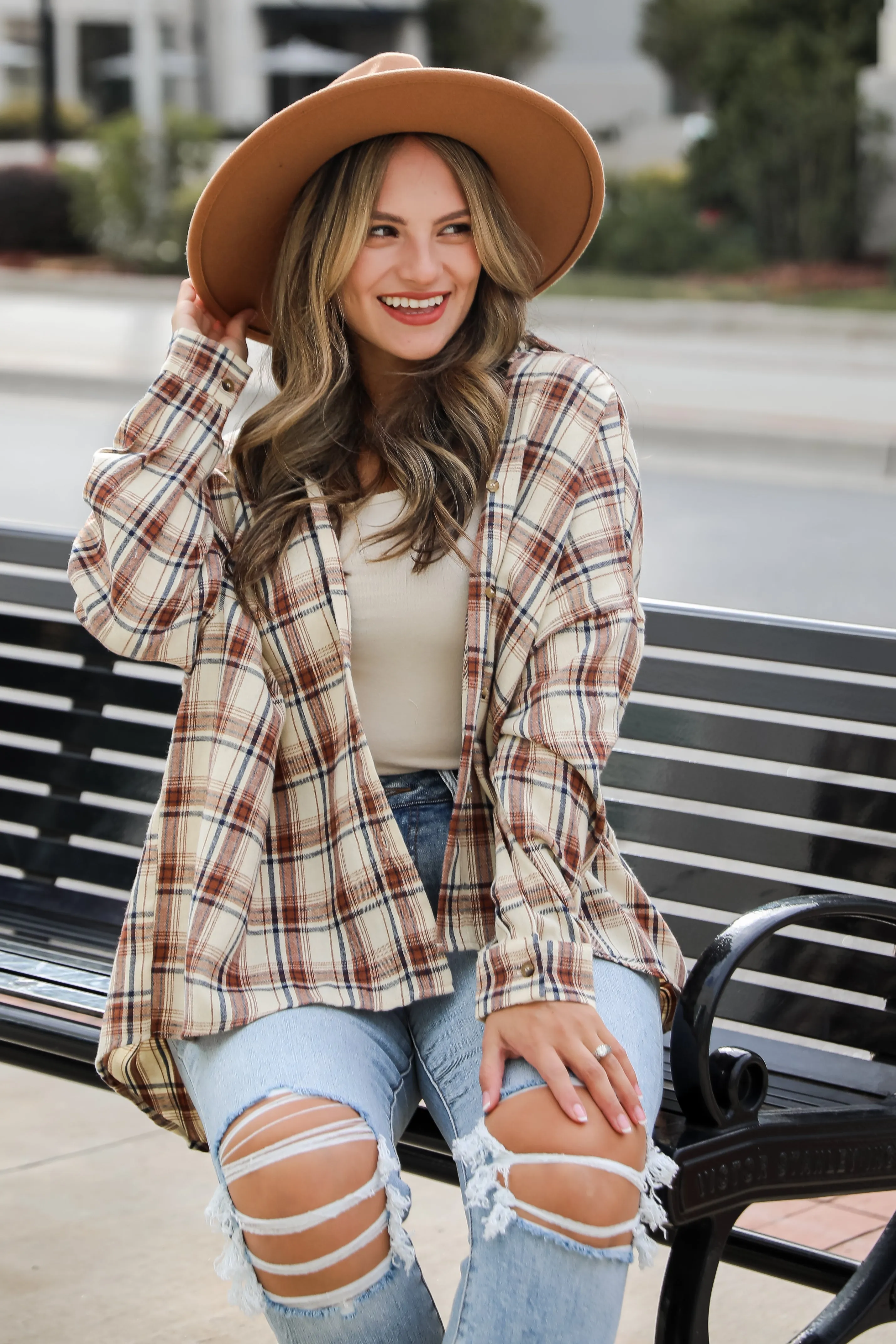 FINAL SALE - Adorably Classic Beige Plaid Flannel
