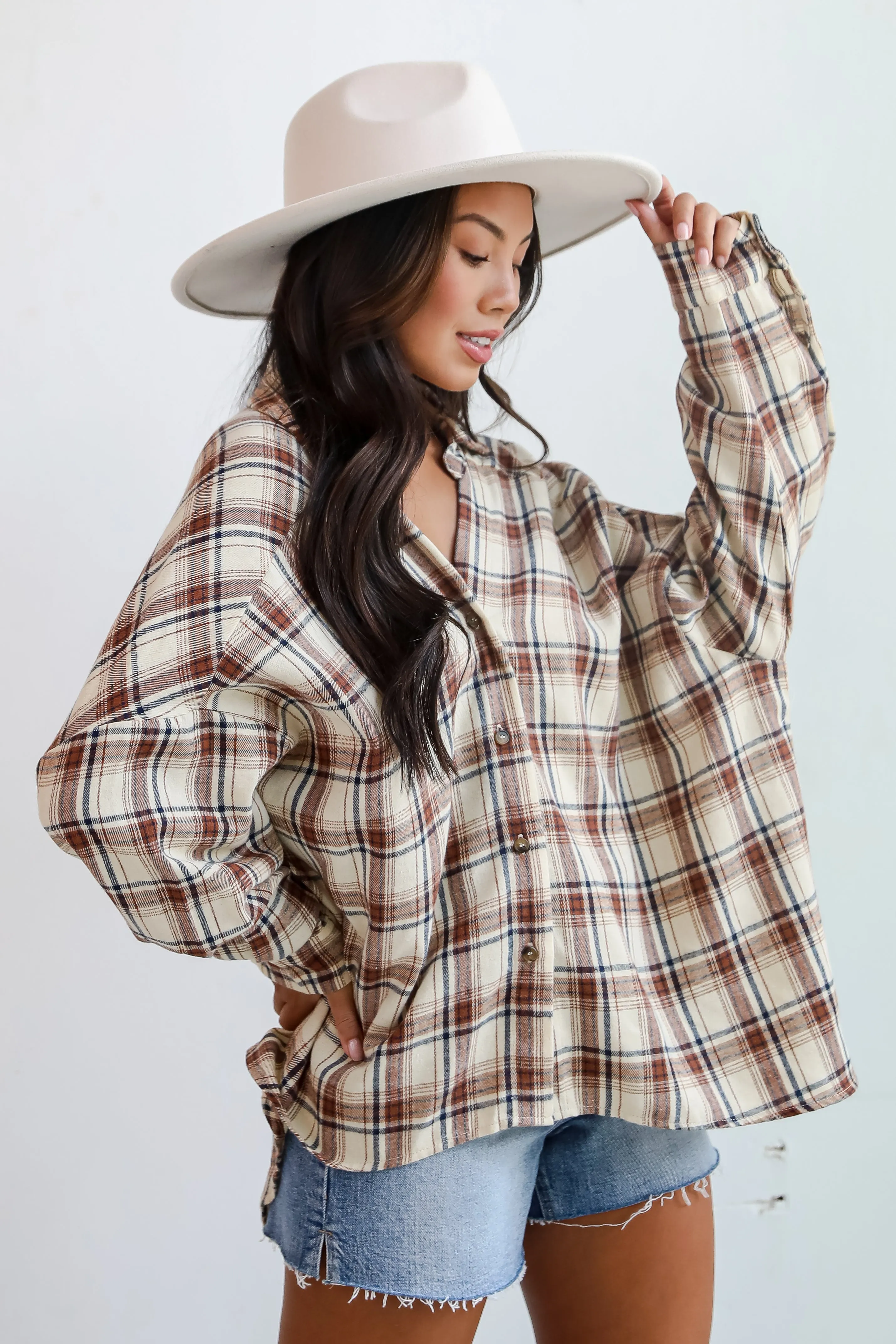 FINAL SALE - Adorably Classic Beige Plaid Flannel