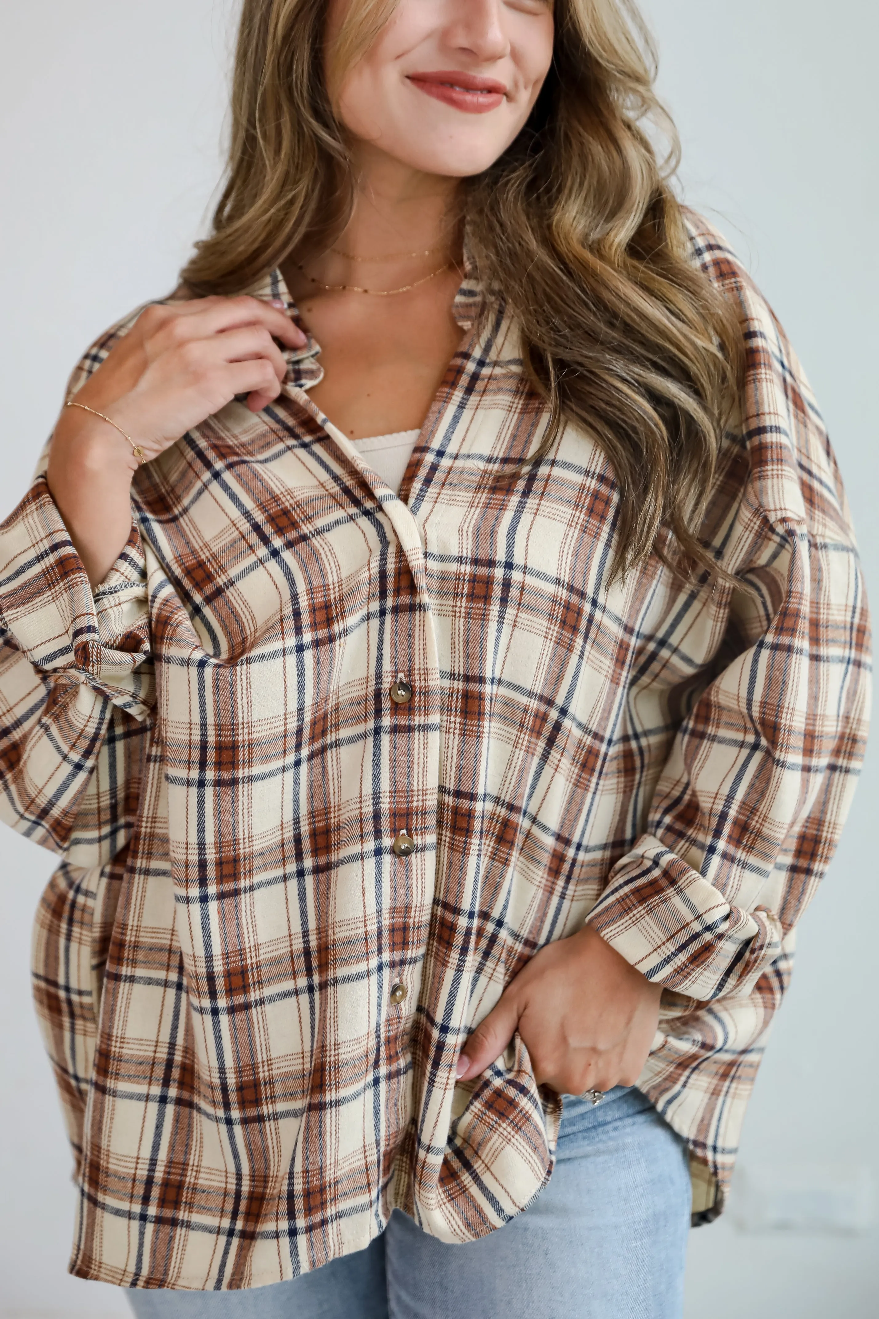 FINAL SALE - Adorably Classic Beige Plaid Flannel