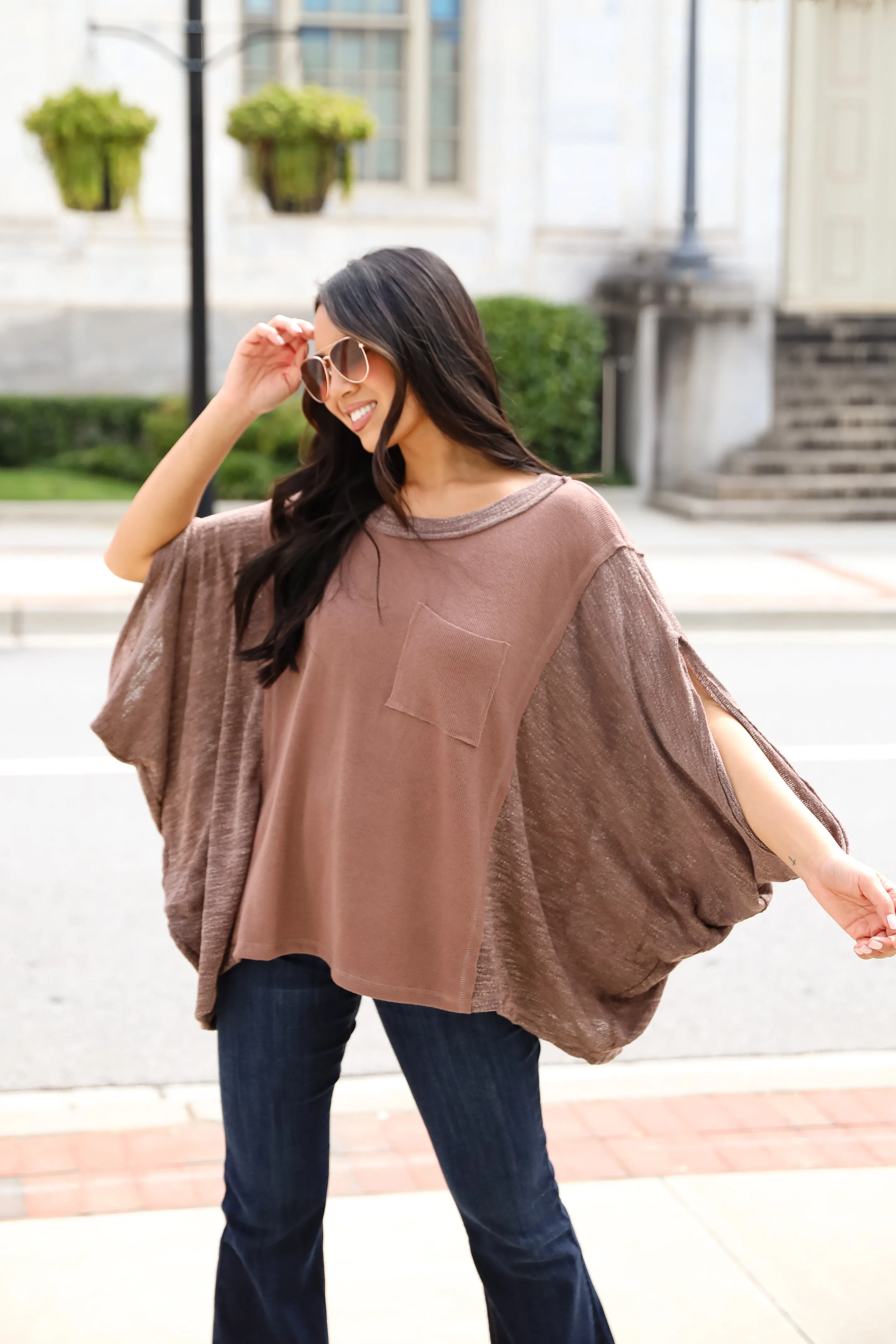 FINAL SALE - Essential Coziness Brown Oversized Knit Top
