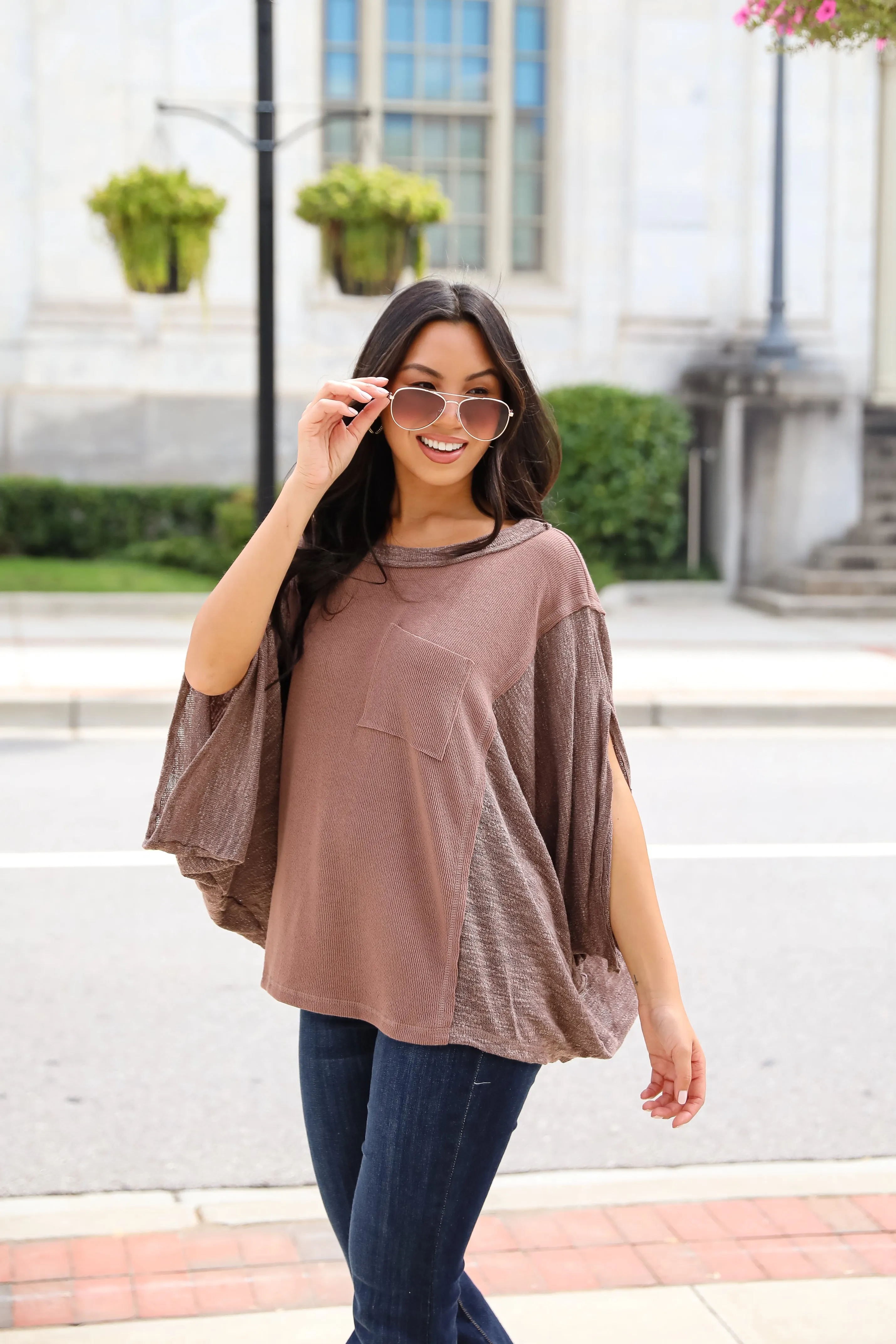 FINAL SALE - Essential Coziness Brown Oversized Knit Top