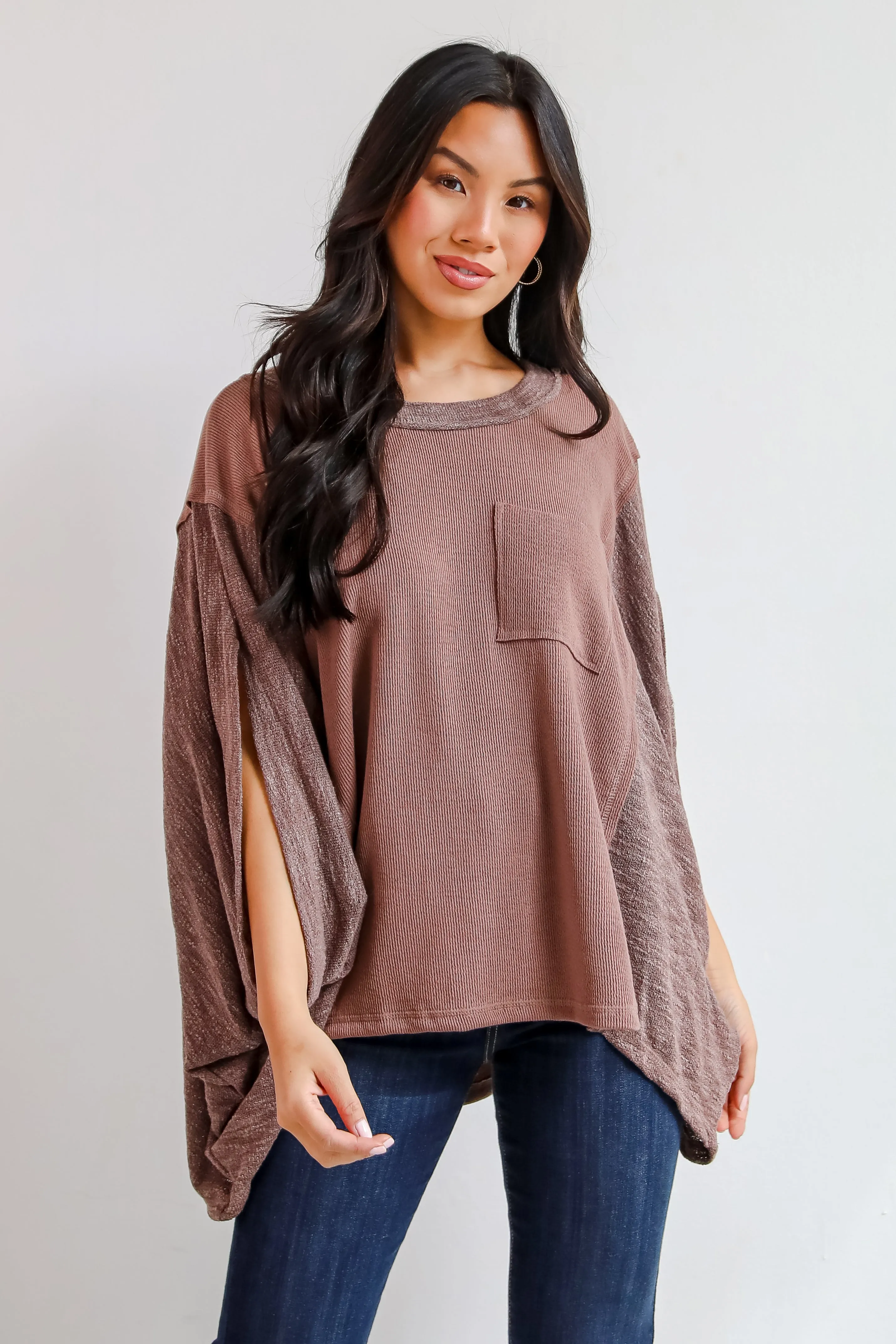 FINAL SALE - Essential Coziness Brown Oversized Knit Top