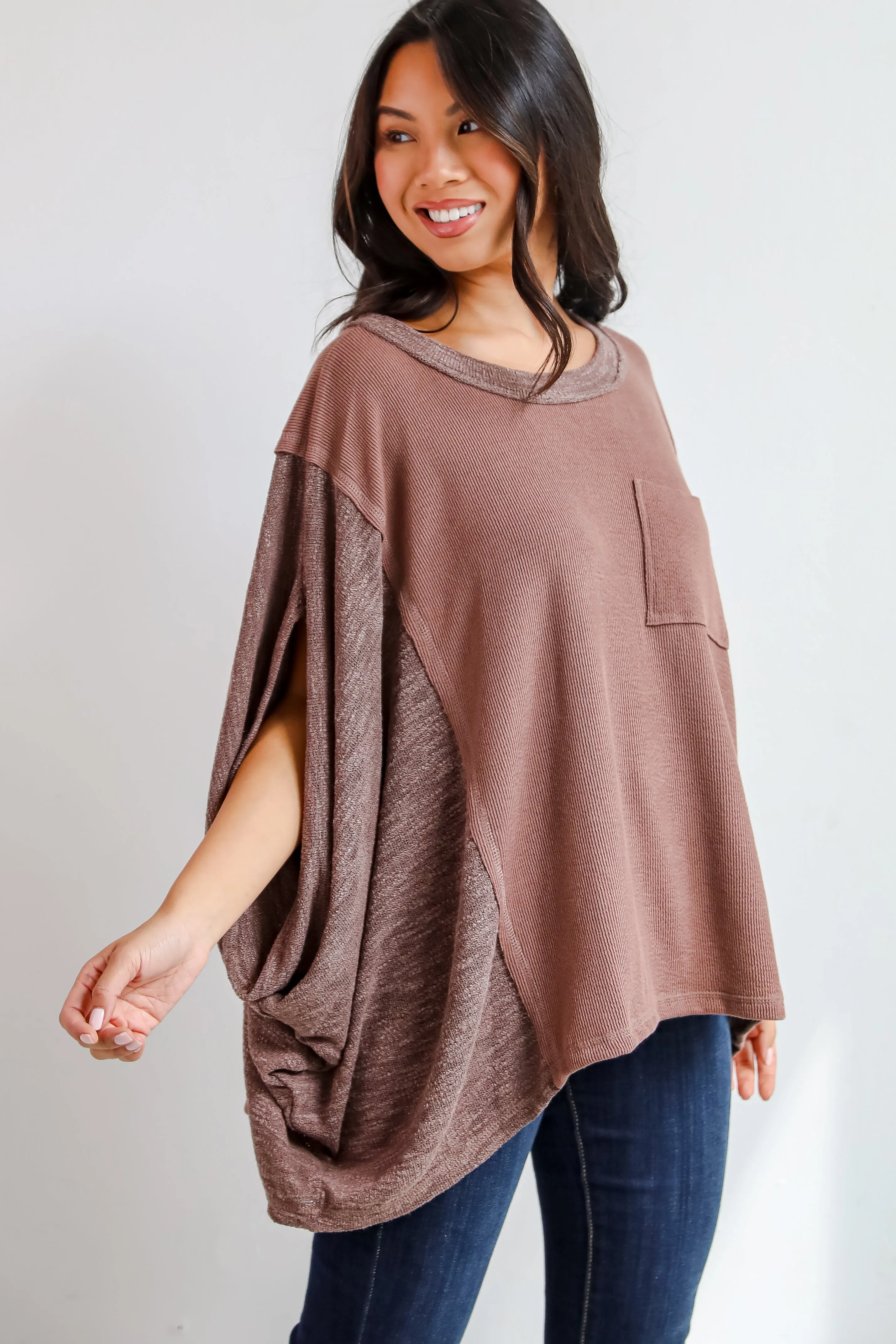 FINAL SALE - Essential Coziness Brown Oversized Knit Top