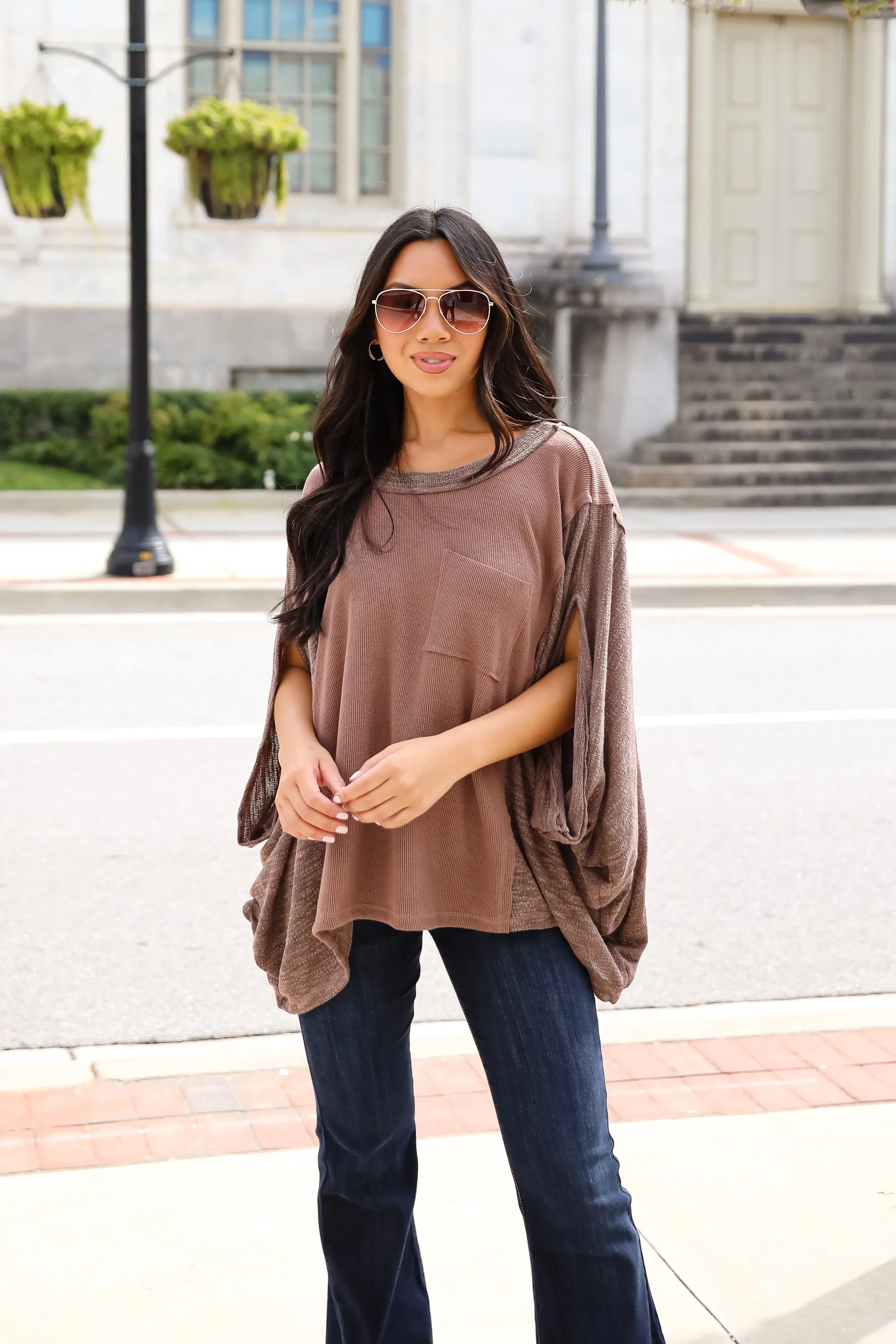 FINAL SALE - Essential Coziness Brown Oversized Knit Top