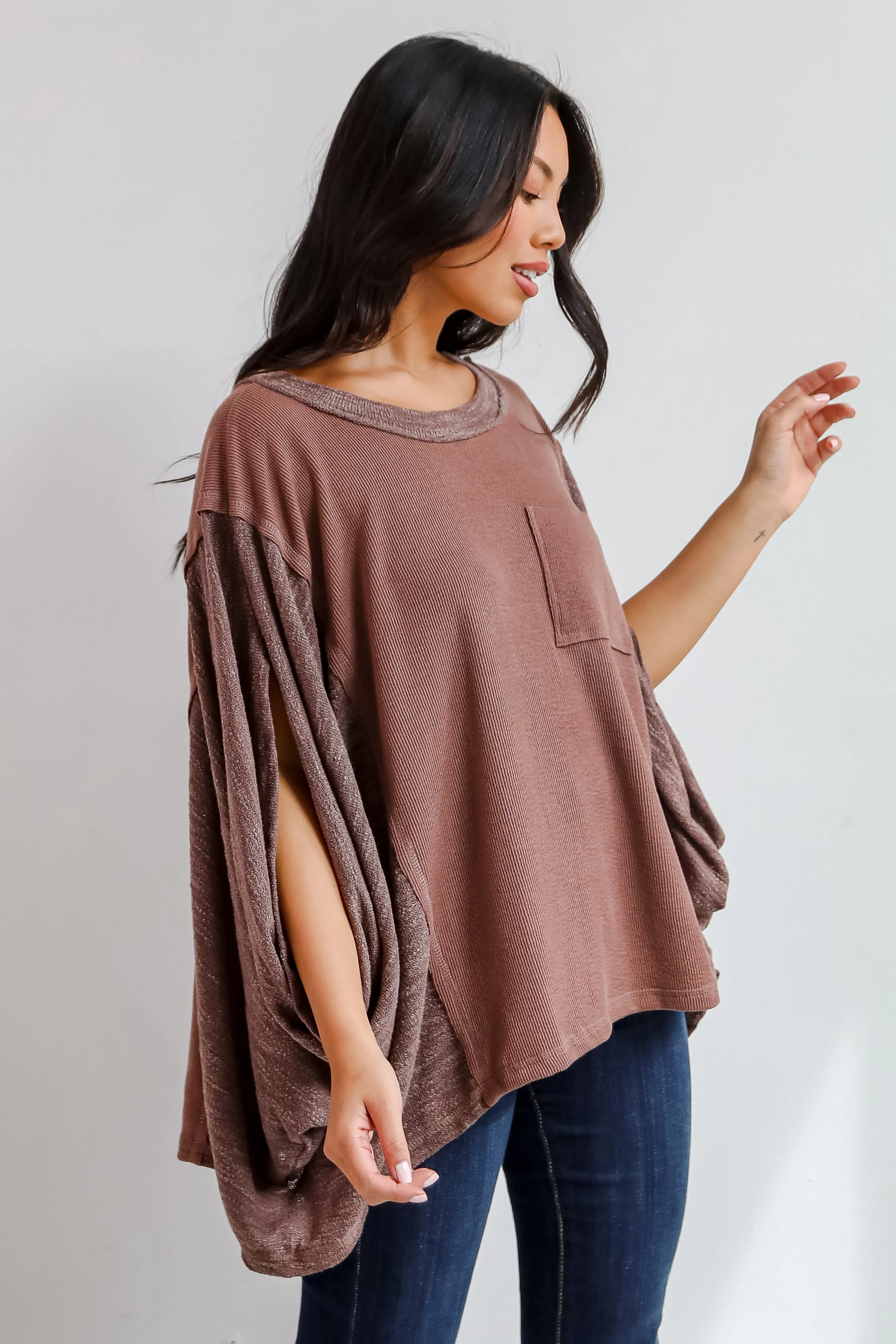 FINAL SALE - Essential Coziness Brown Oversized Knit Top