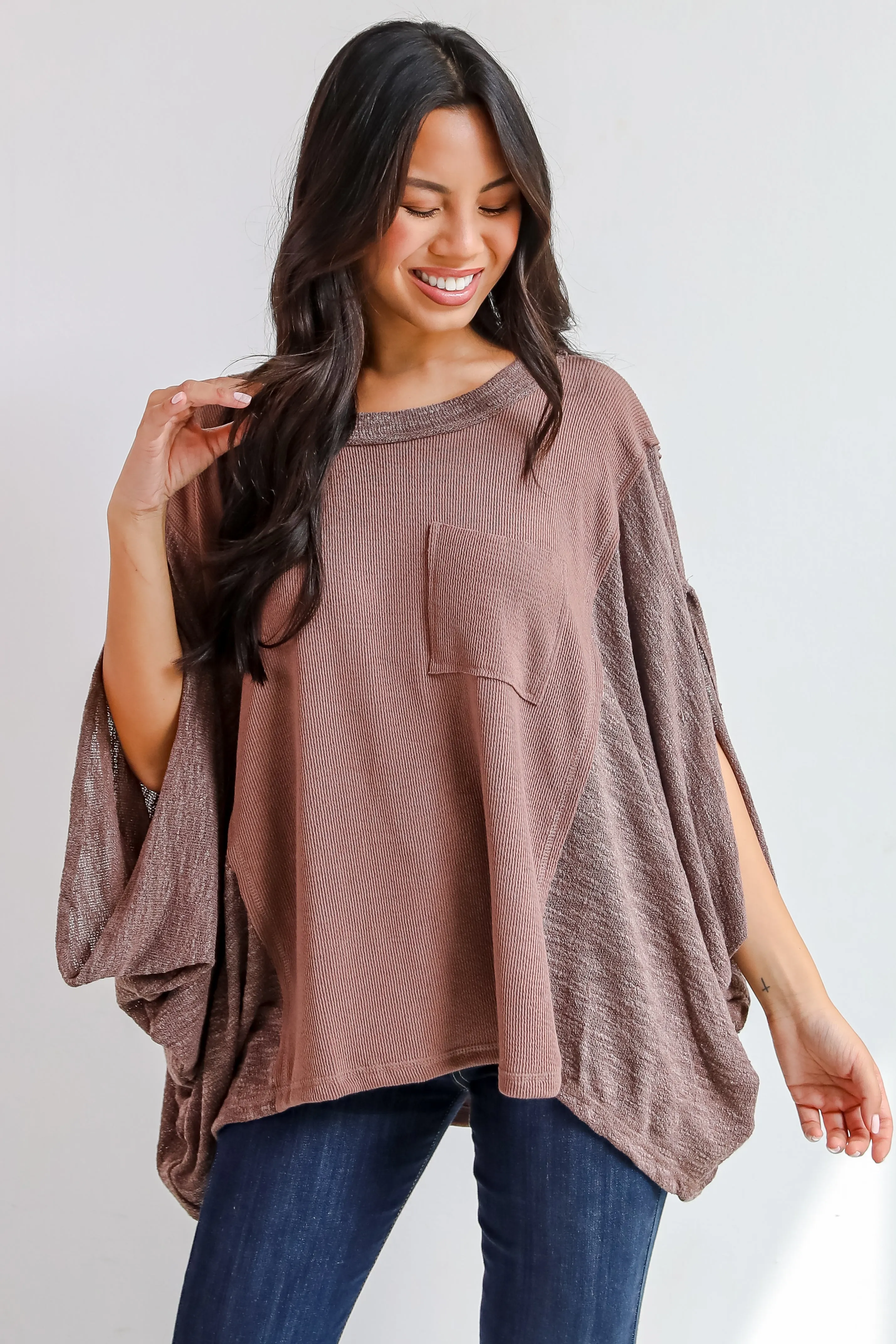 FINAL SALE - Essential Coziness Brown Oversized Knit Top