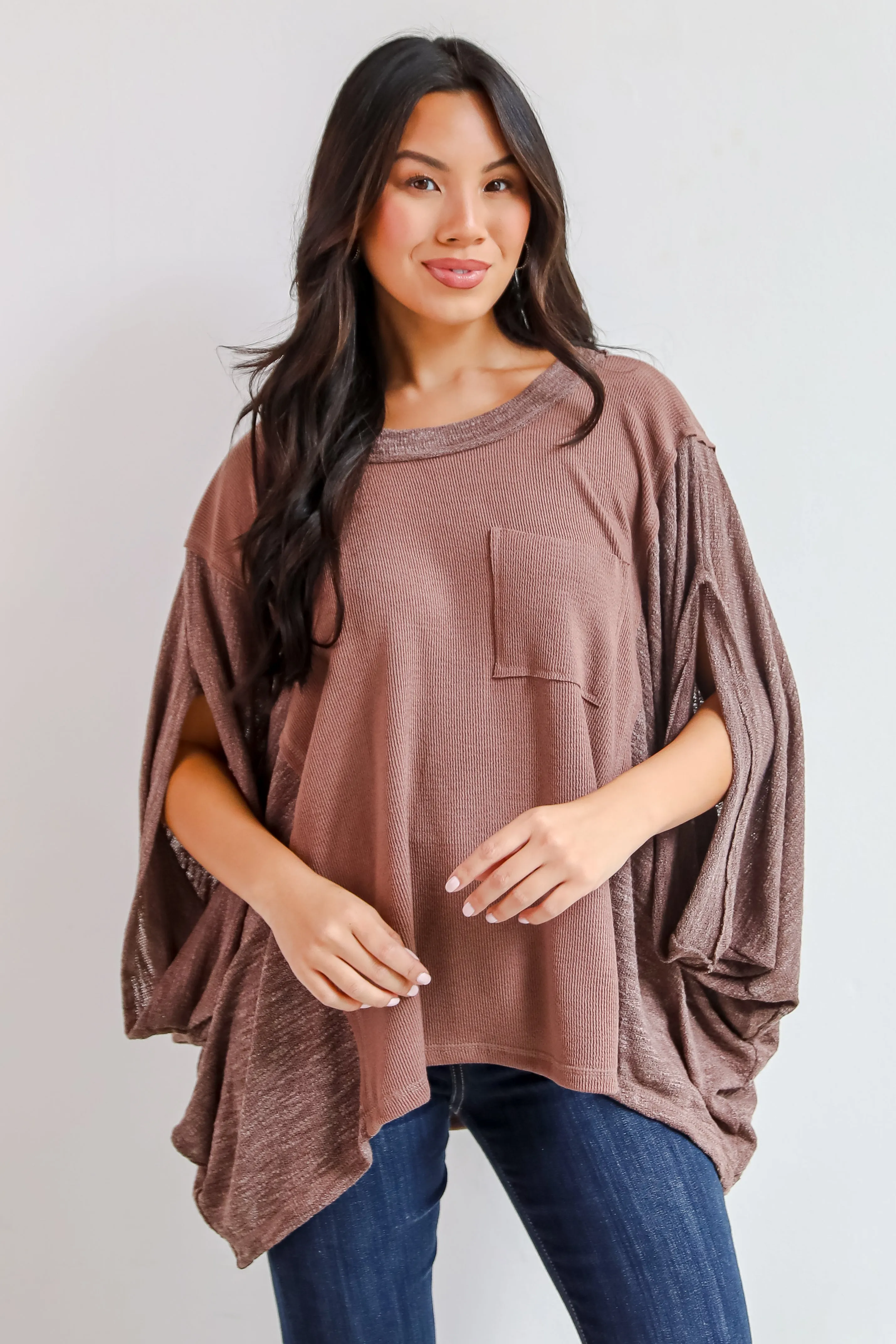 FINAL SALE - Essential Coziness Brown Oversized Knit Top