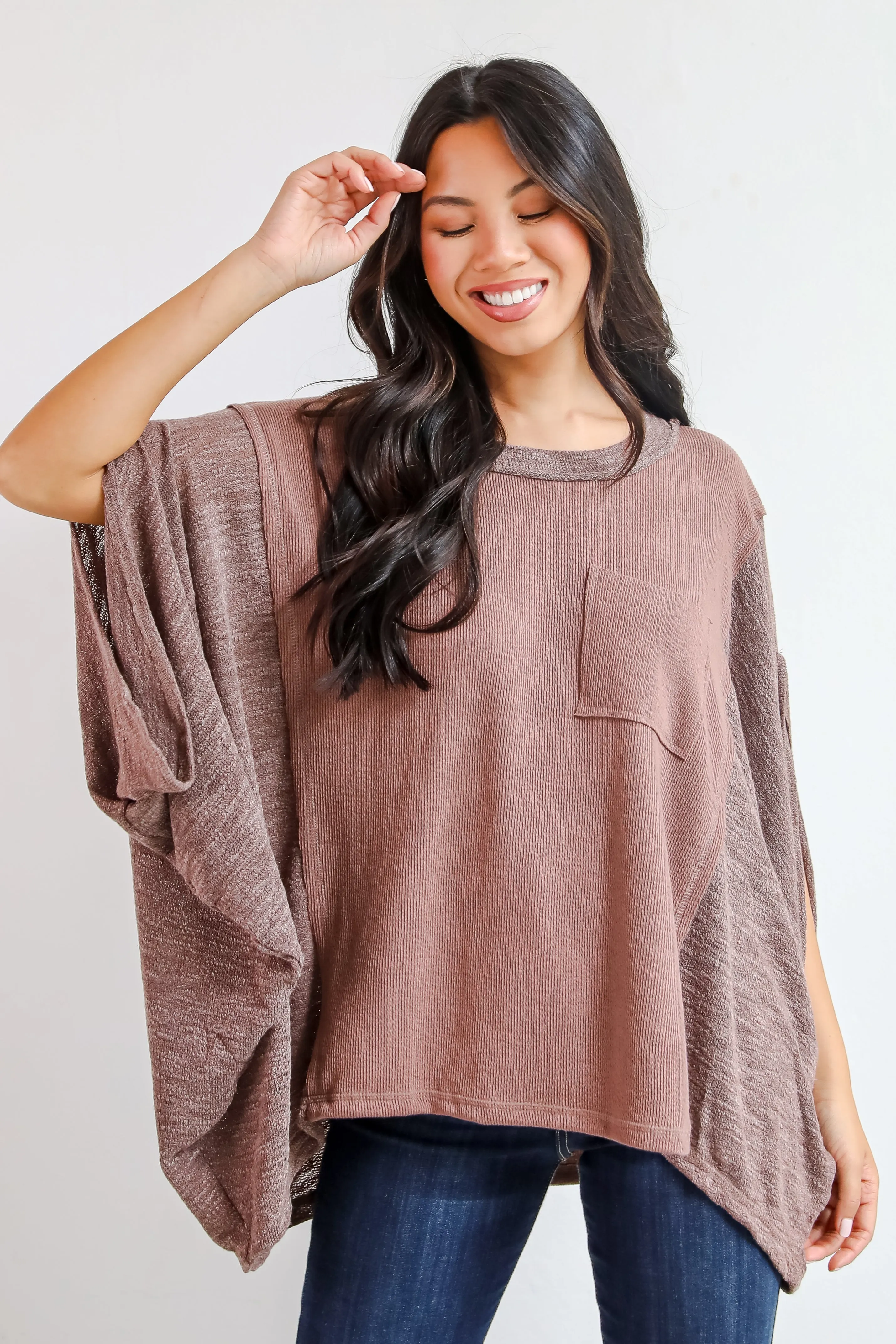 FINAL SALE - Essential Coziness Brown Oversized Knit Top