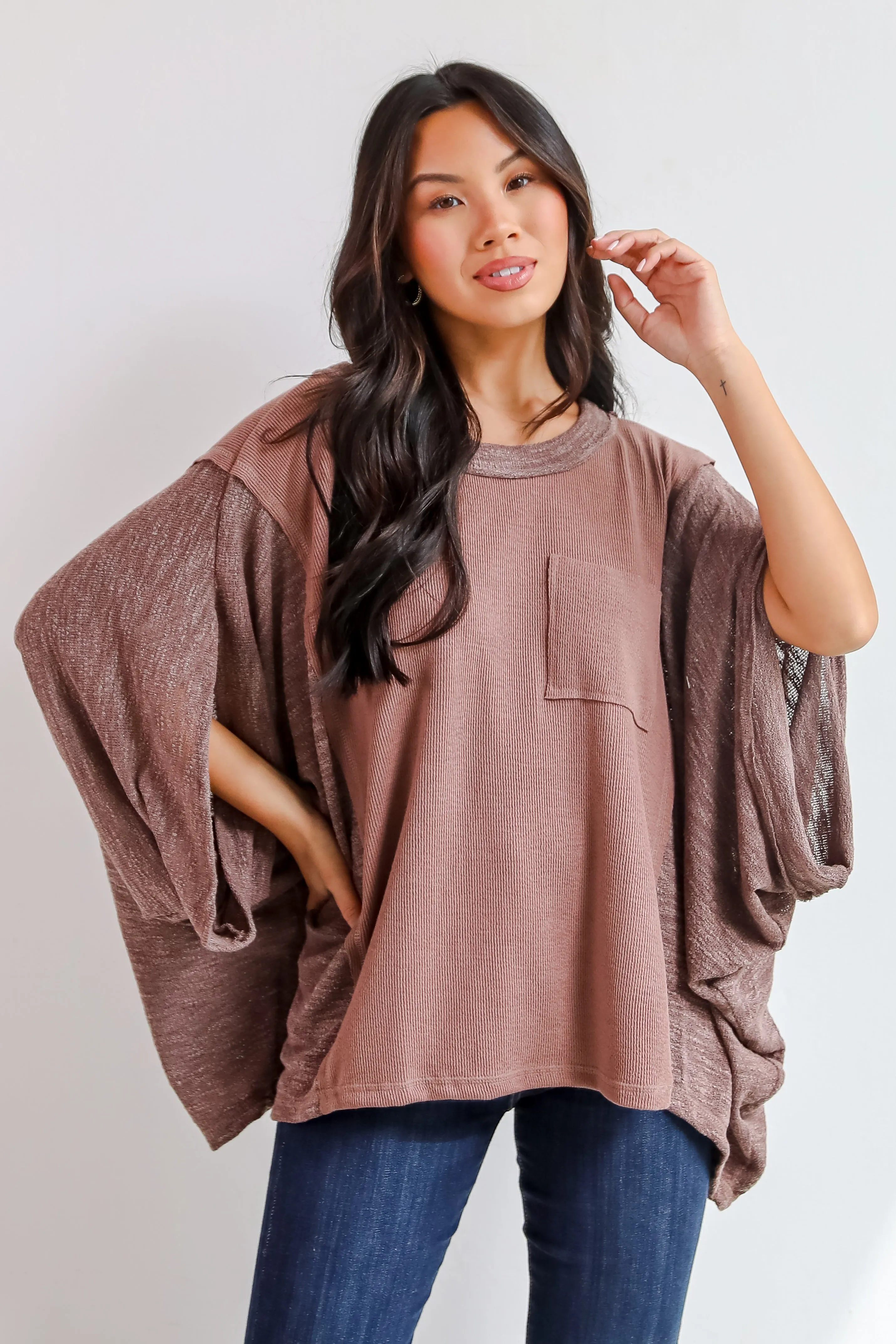 FINAL SALE - Essential Coziness Brown Oversized Knit Top