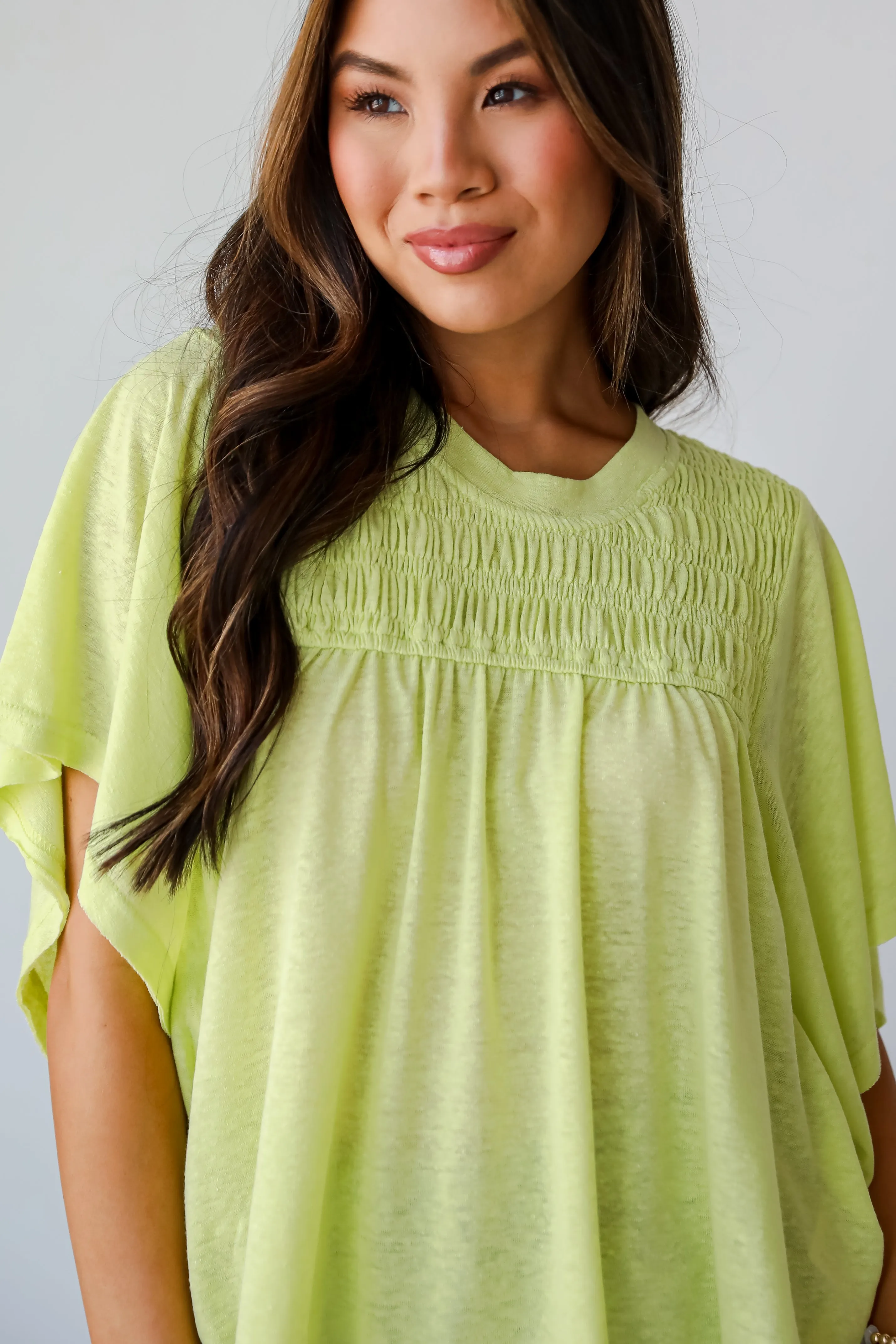 FINAL SALE - Laidback Living Lime Smocked Tee