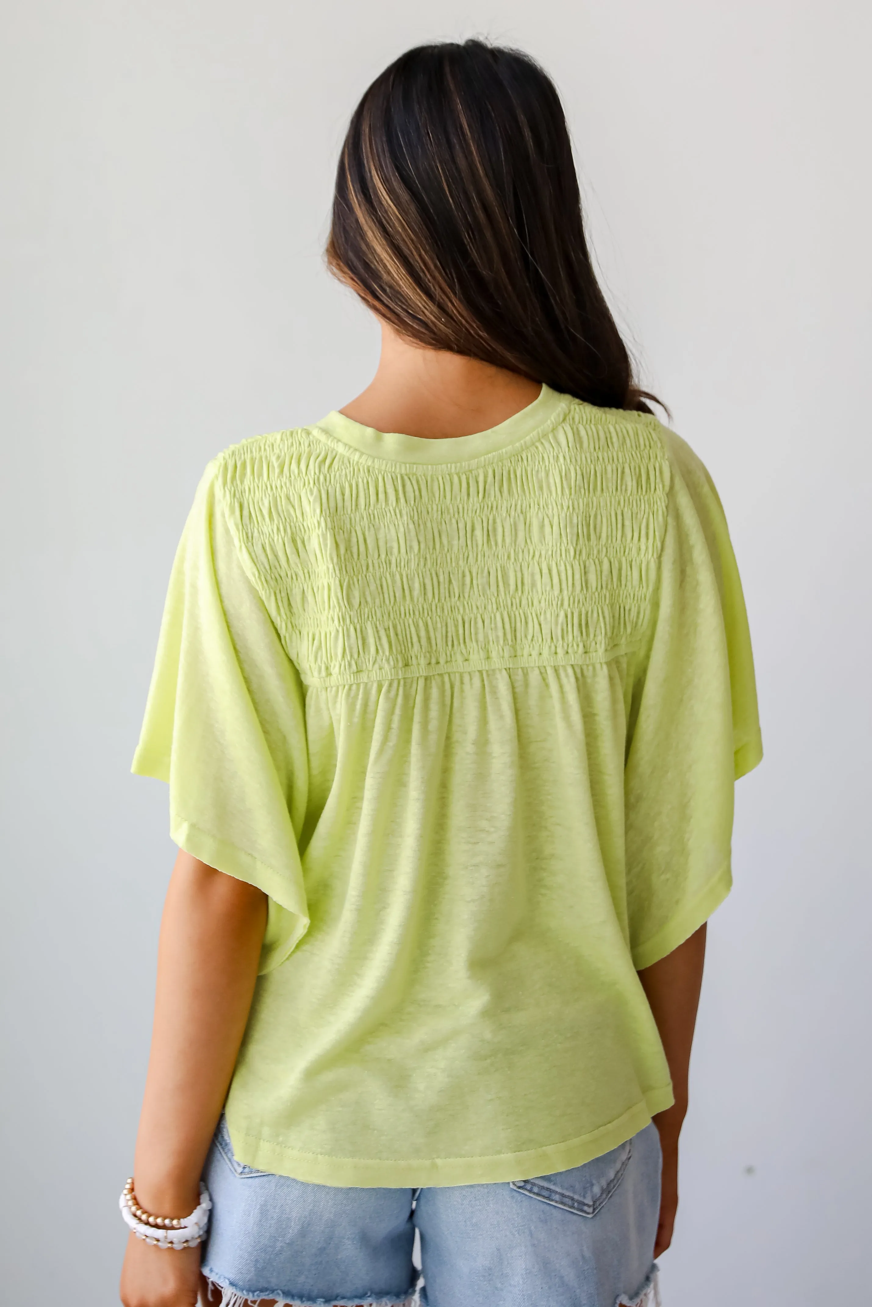 FINAL SALE - Laidback Living Lime Smocked Tee