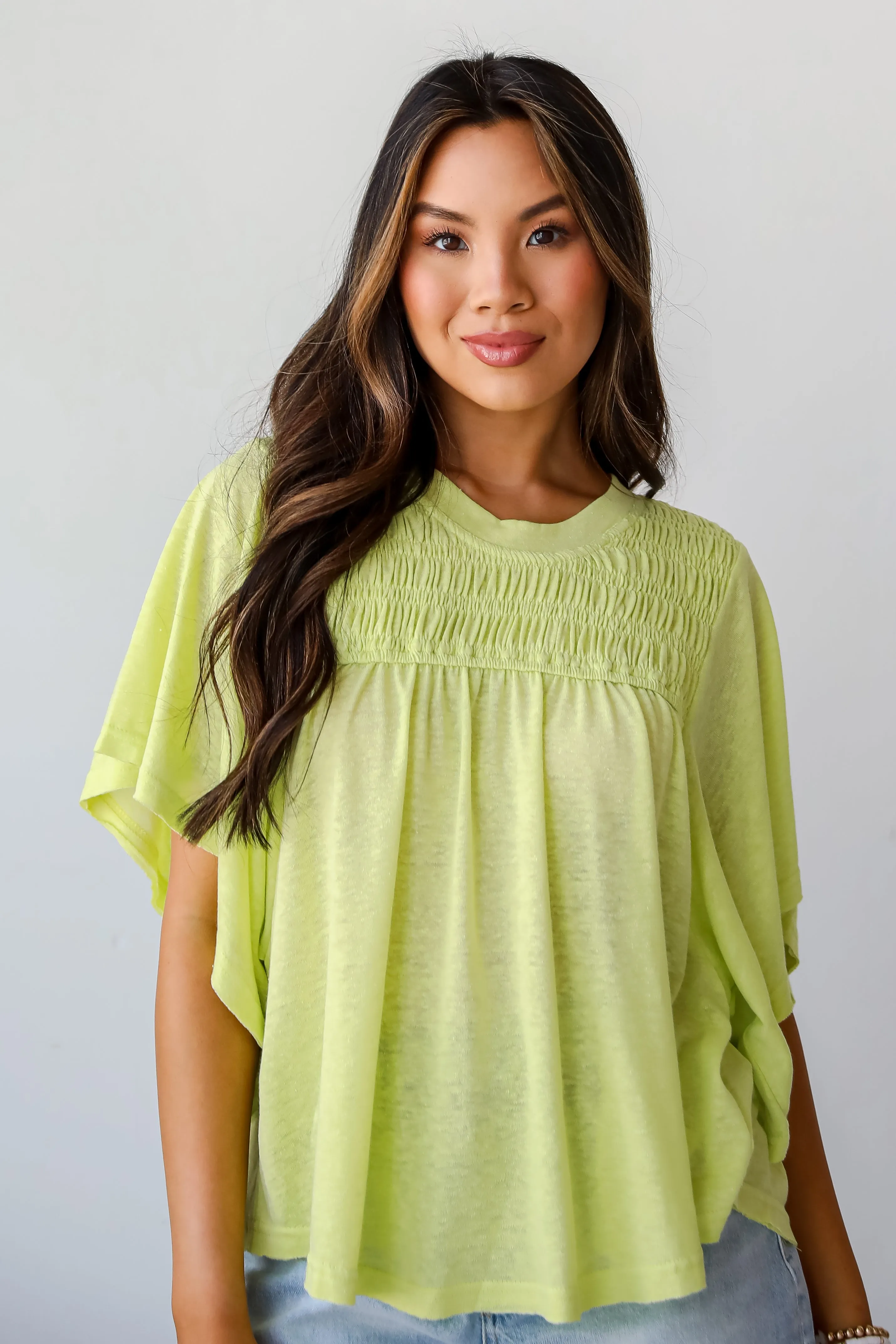 FINAL SALE - Laidback Living Lime Smocked Tee
