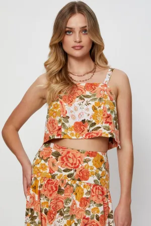 Floral Print Crop Top Sleeveless