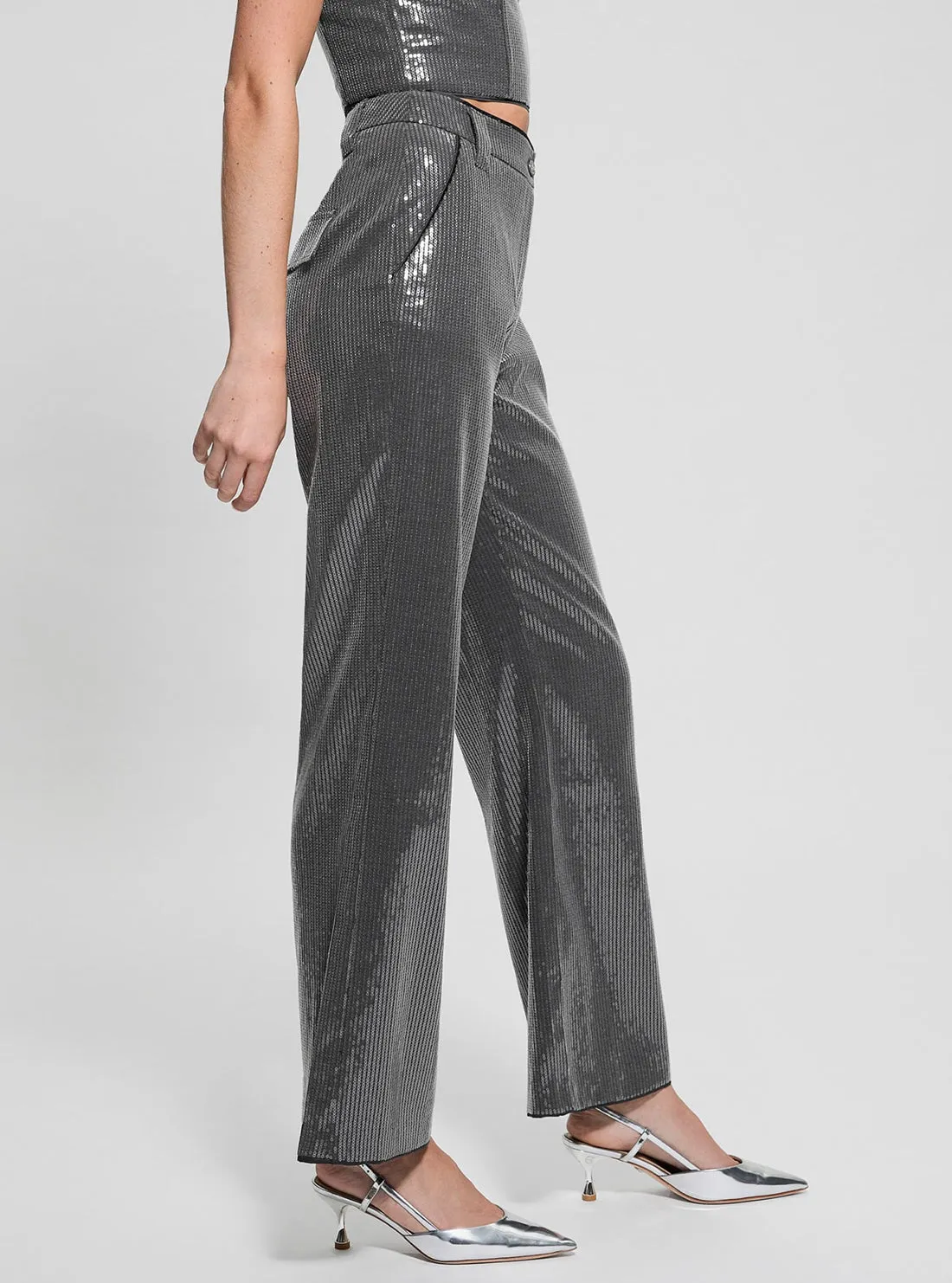 Grey Cassia Sequins Pants