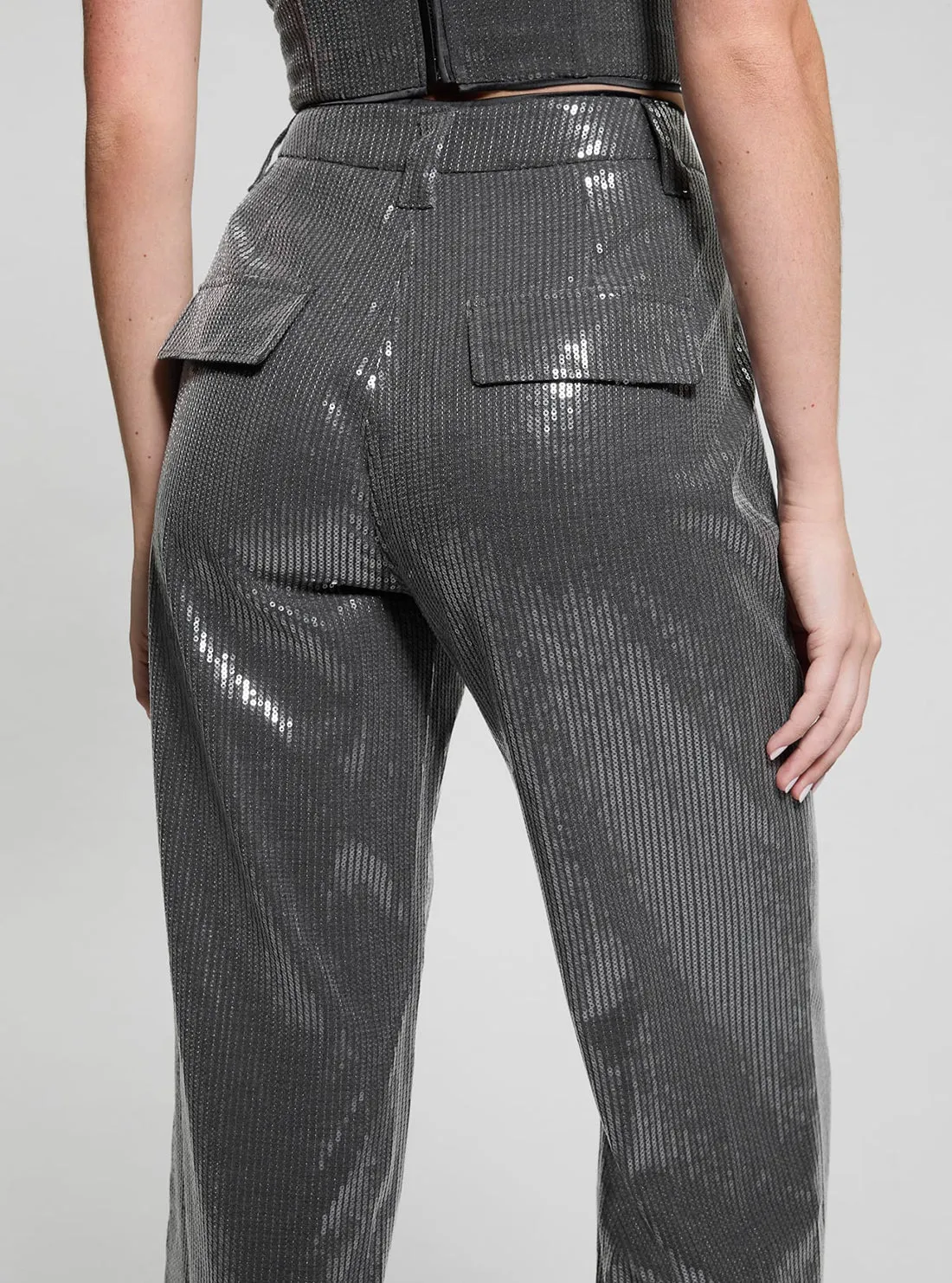 Grey Cassia Sequins Pants