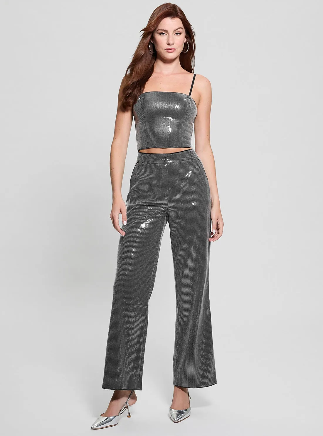 Grey Cassia Sequins Pants
